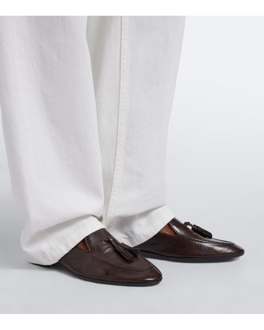 The Row Brown Caden Leather Loafers