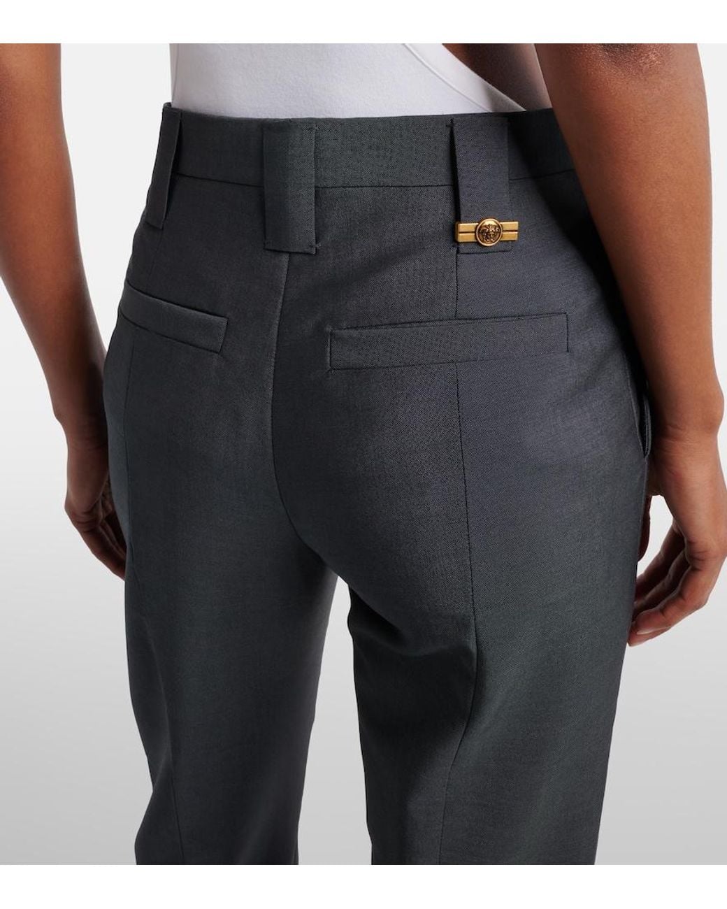 Versace Blue Wool And Mohair Tapered Pants