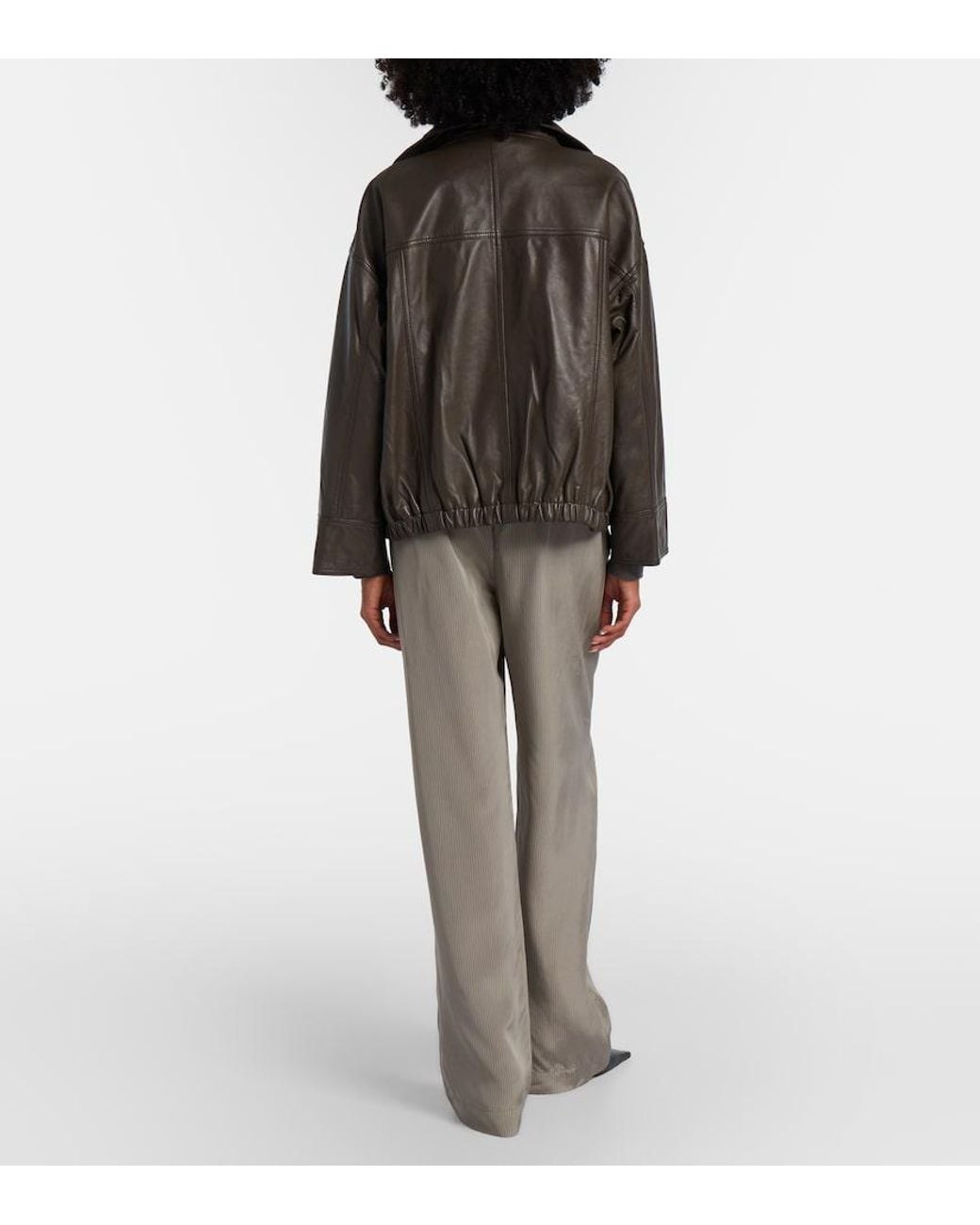 Rohe Gray Striped Wide-Leg Pants