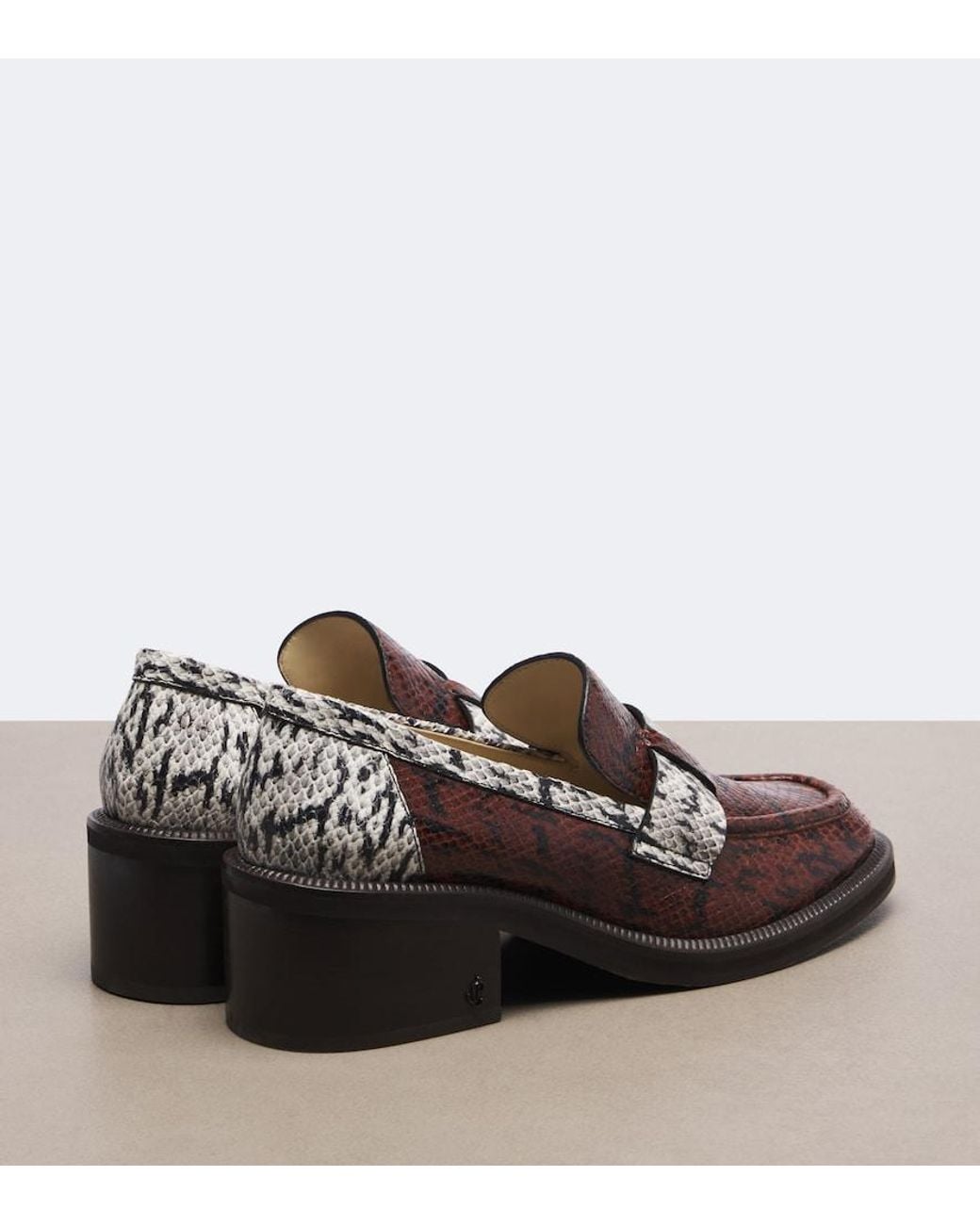 Jimmy Choo Brown Tylor Snake-Effect Leather Loafer Pumps