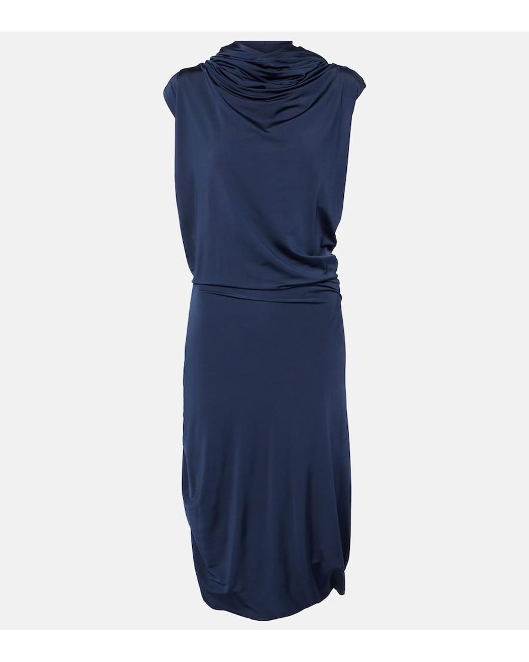 Magda Butrym Blue Hooded Jersey Midi Dress