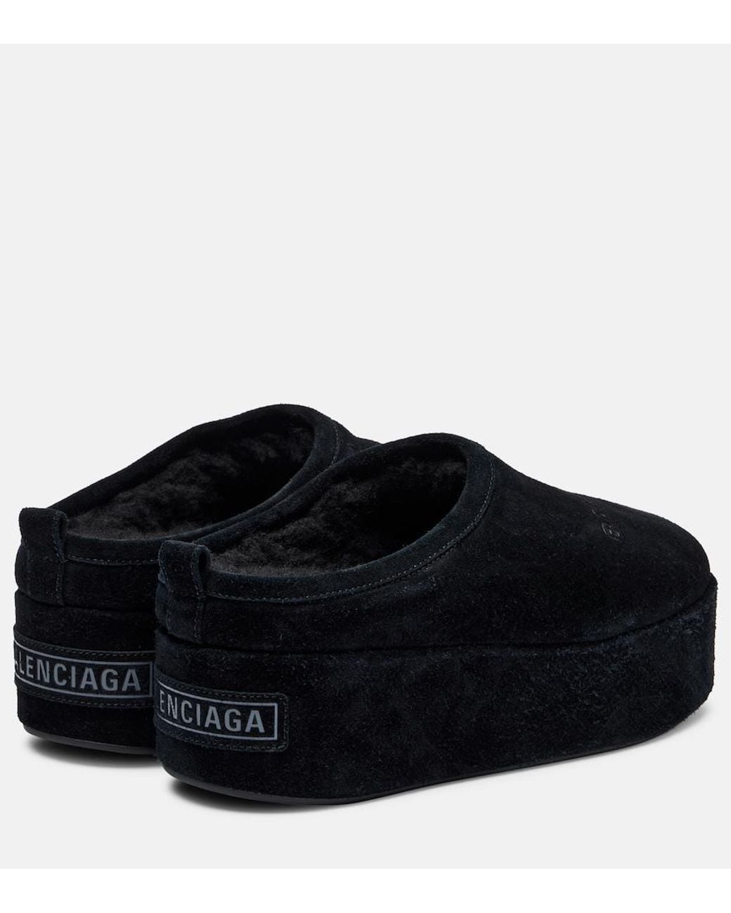 Balenciaga Black Alaska Suede Platform Mules