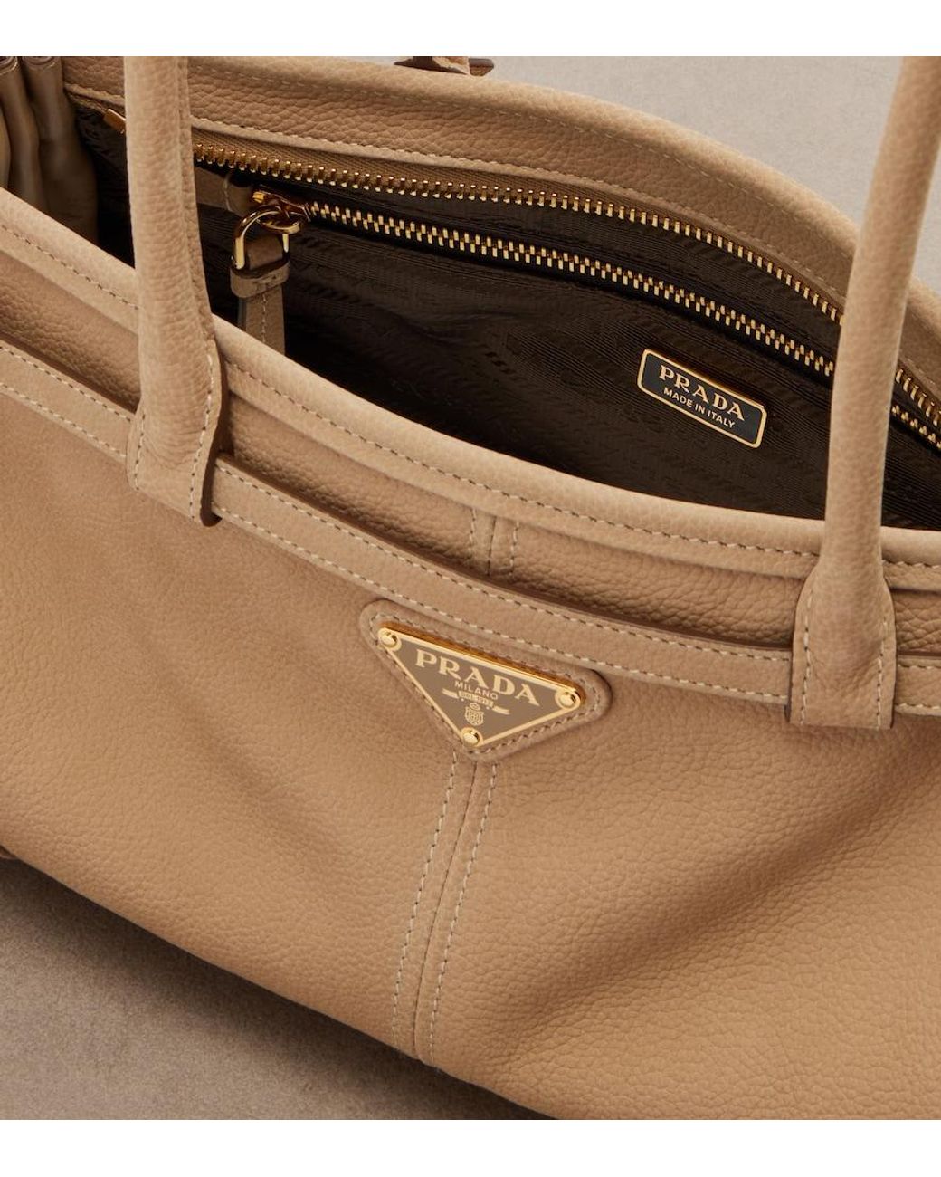 Prada Natural Bonnie Medium Leather Shoulder Bag