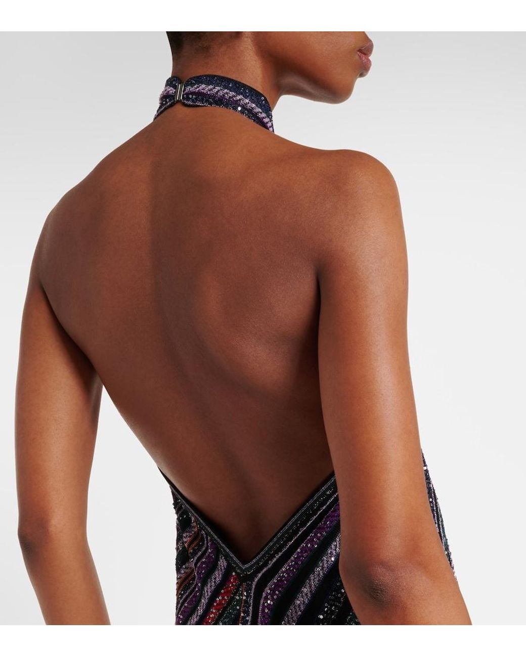 Missoni Blue Sequined Striped Gown