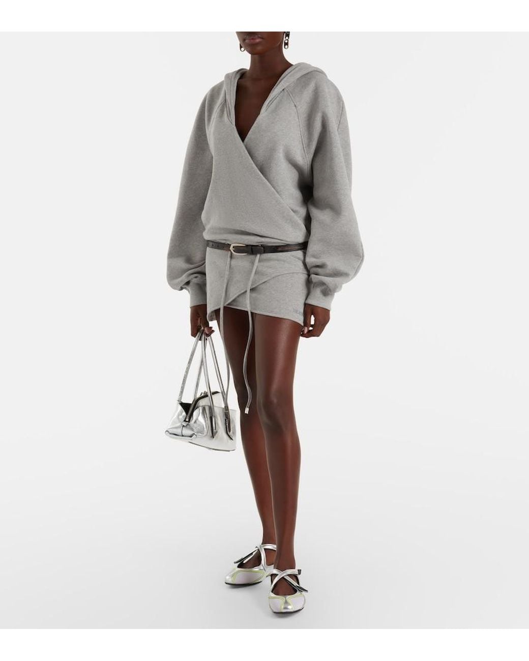 The Attico Gray Cotton Jersey Sweatshirt Dress