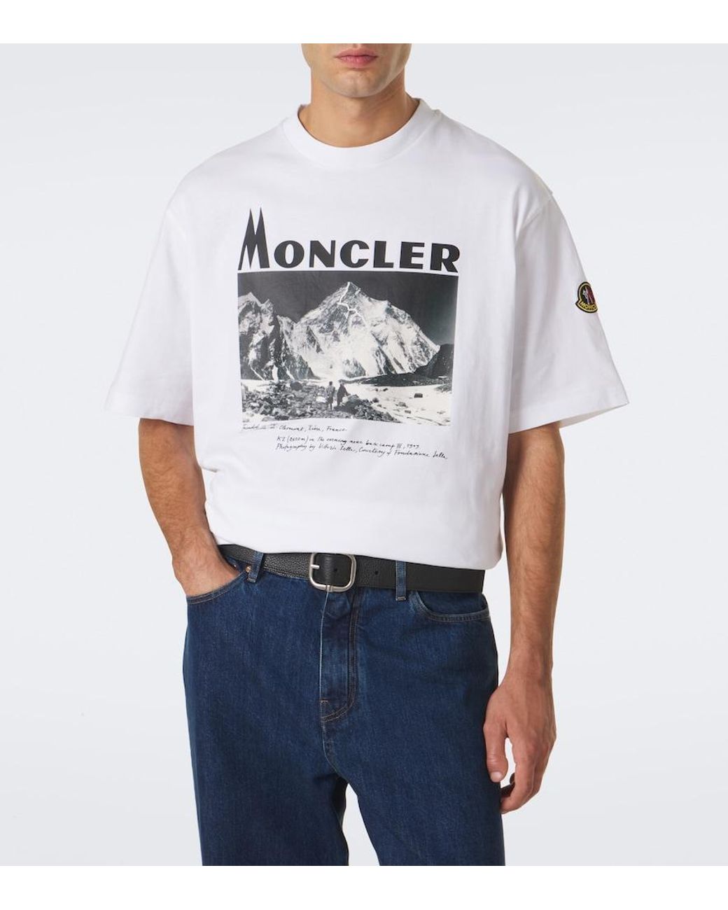 Moncler White Logo Printed Cotton Jersey T-Shirt for men