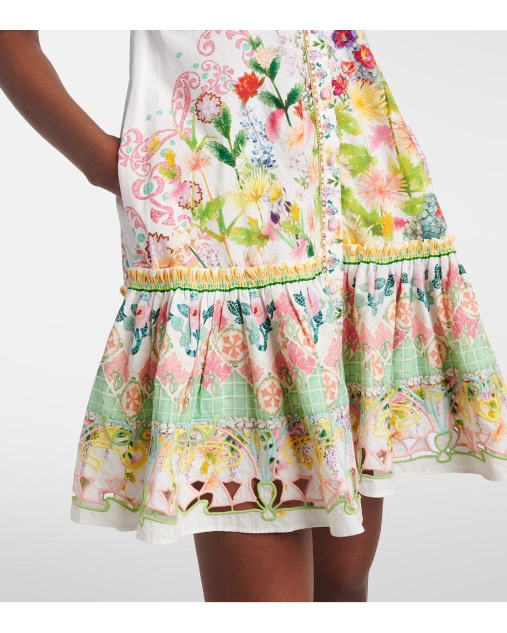 Camilla White Bow-Detail Floral Cotton Minidress