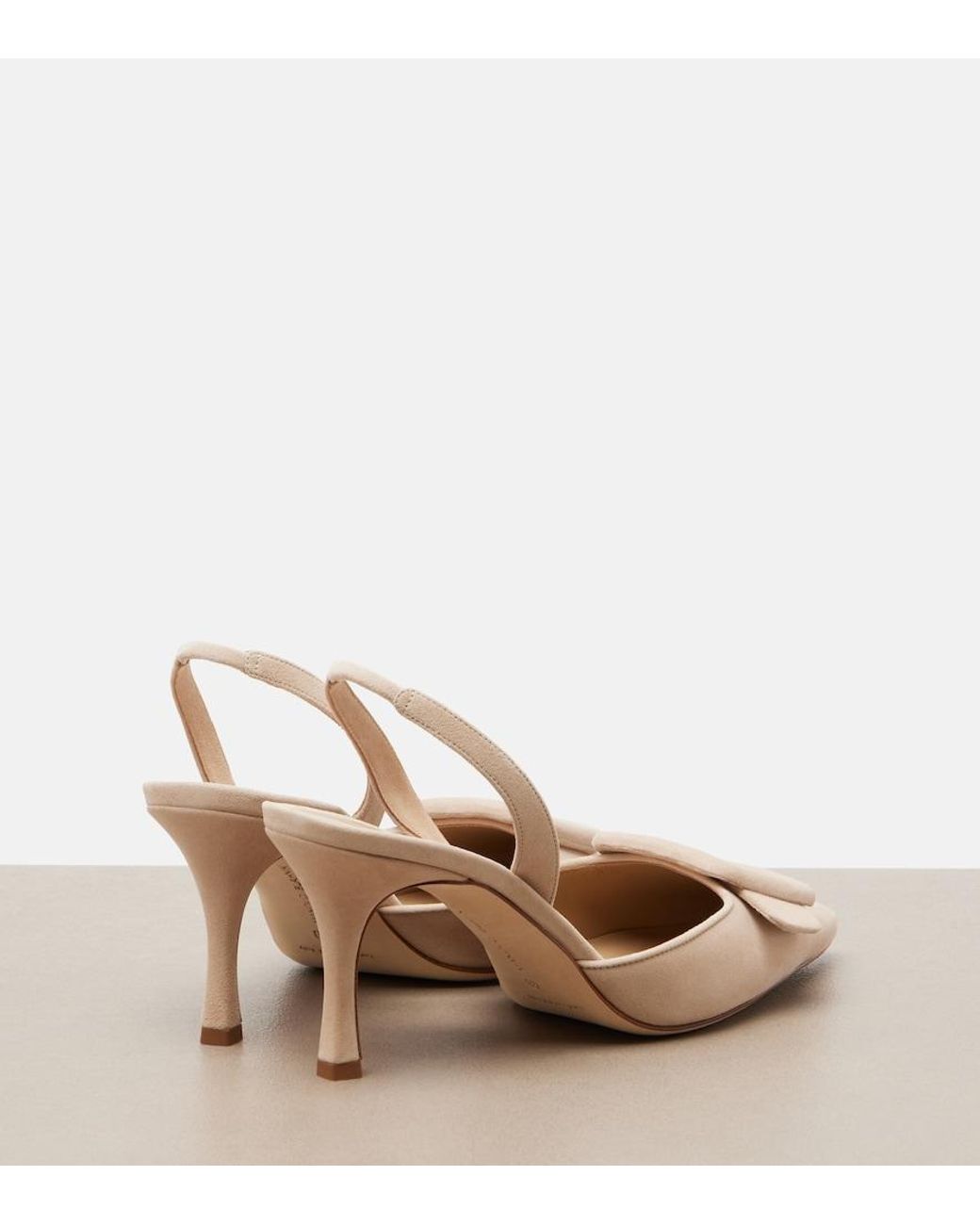 Manolo Blahnik Natural Maysli Suede Slingback Pumps
