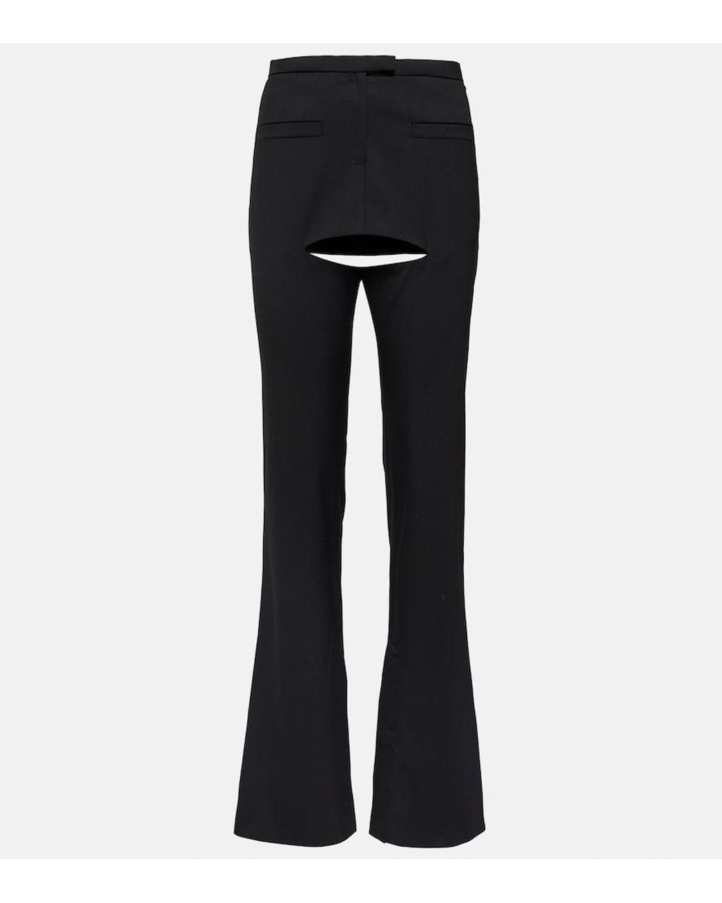 Courreges Black Cutout Wool-Blend Flared Pants