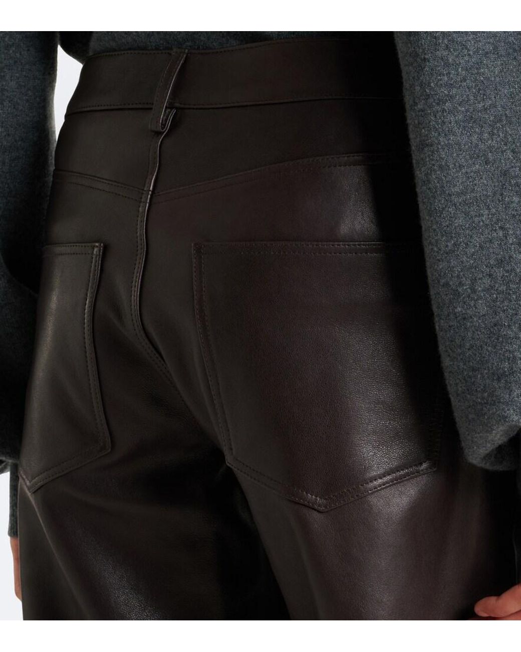 Arma Gray Jean Leather Straight Pants