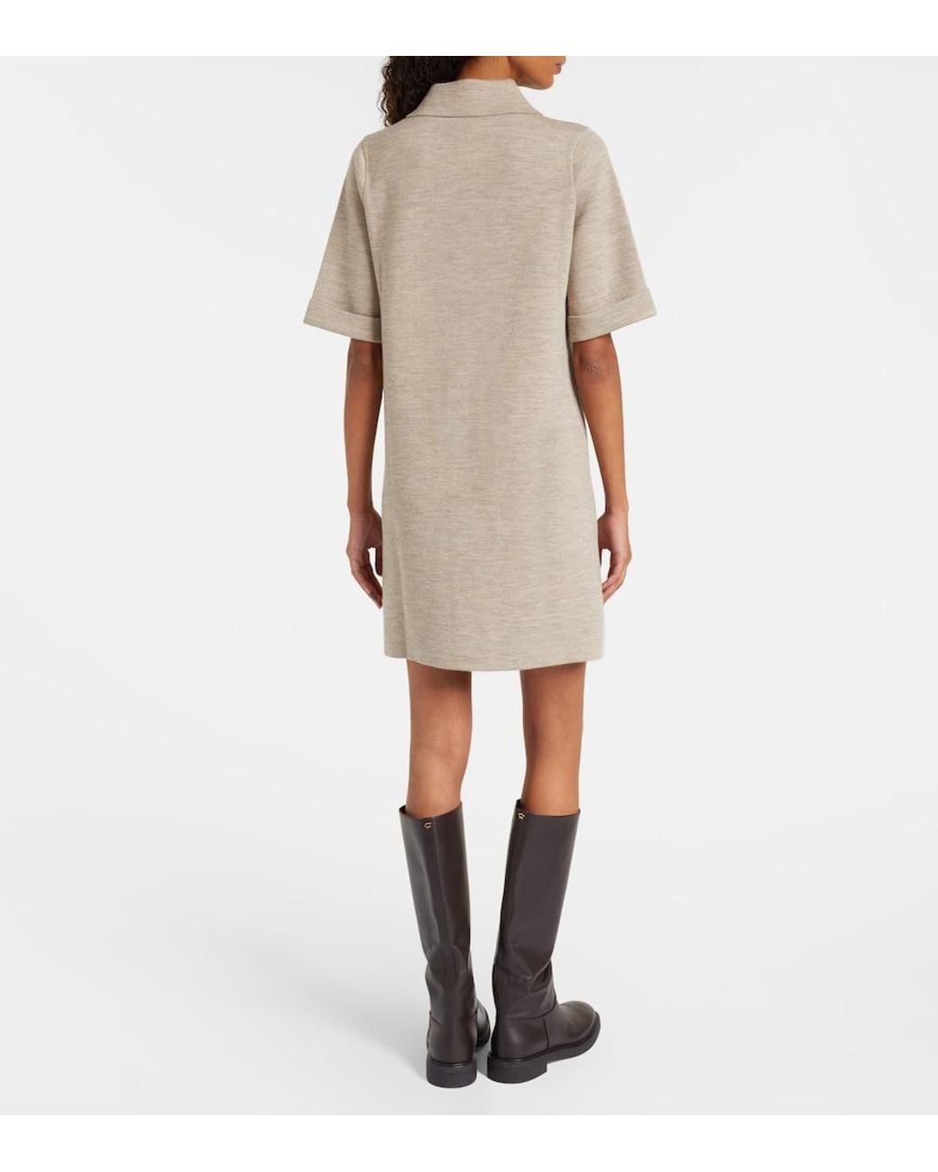 Veronica Beard Natural Madden Knitted Wool Polo Dress
