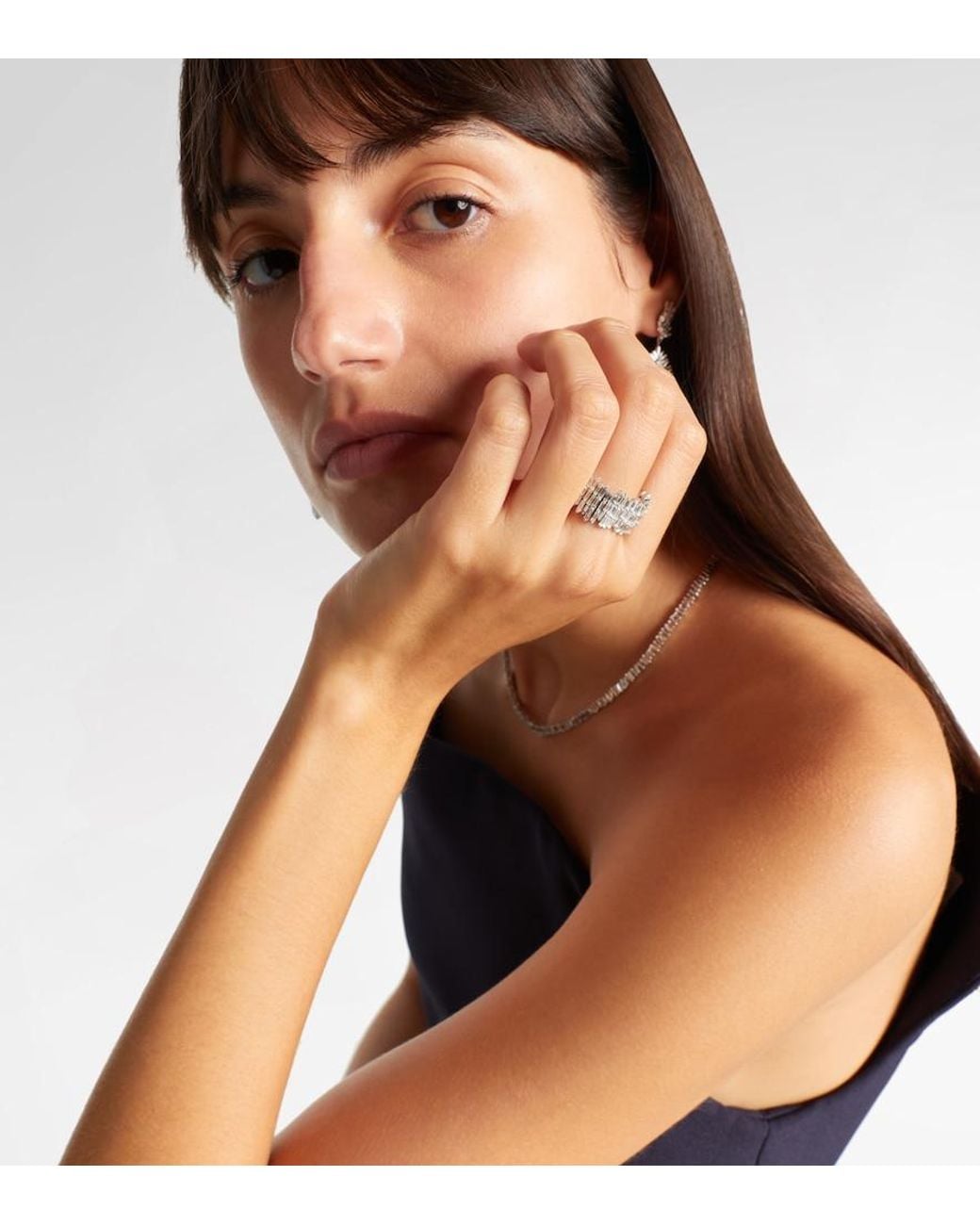 Suzanne Kalan White Classic Milli 18Kt Ring With Diamonds