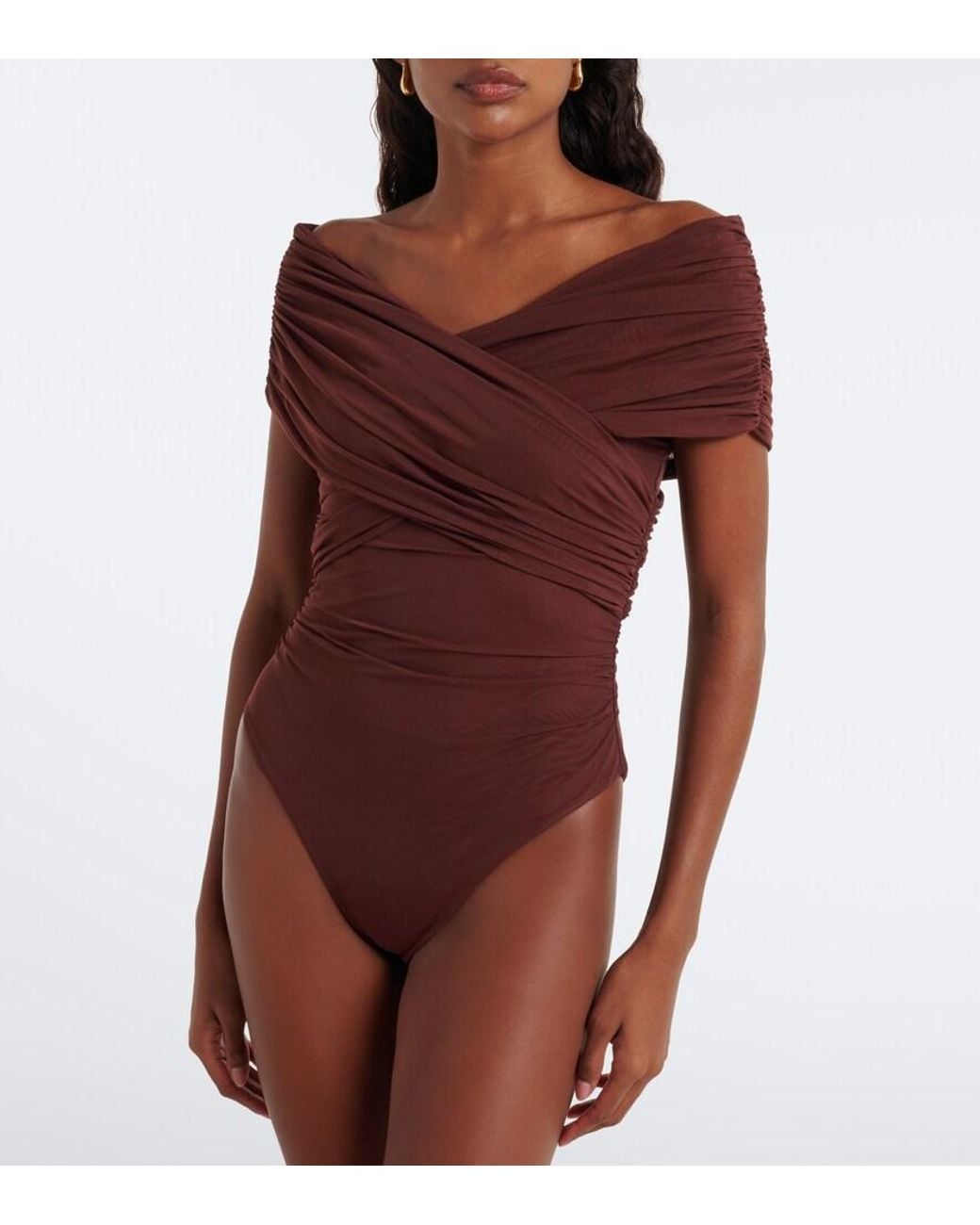 Sir Purple Off-Shoulder Mesh Bodysuit