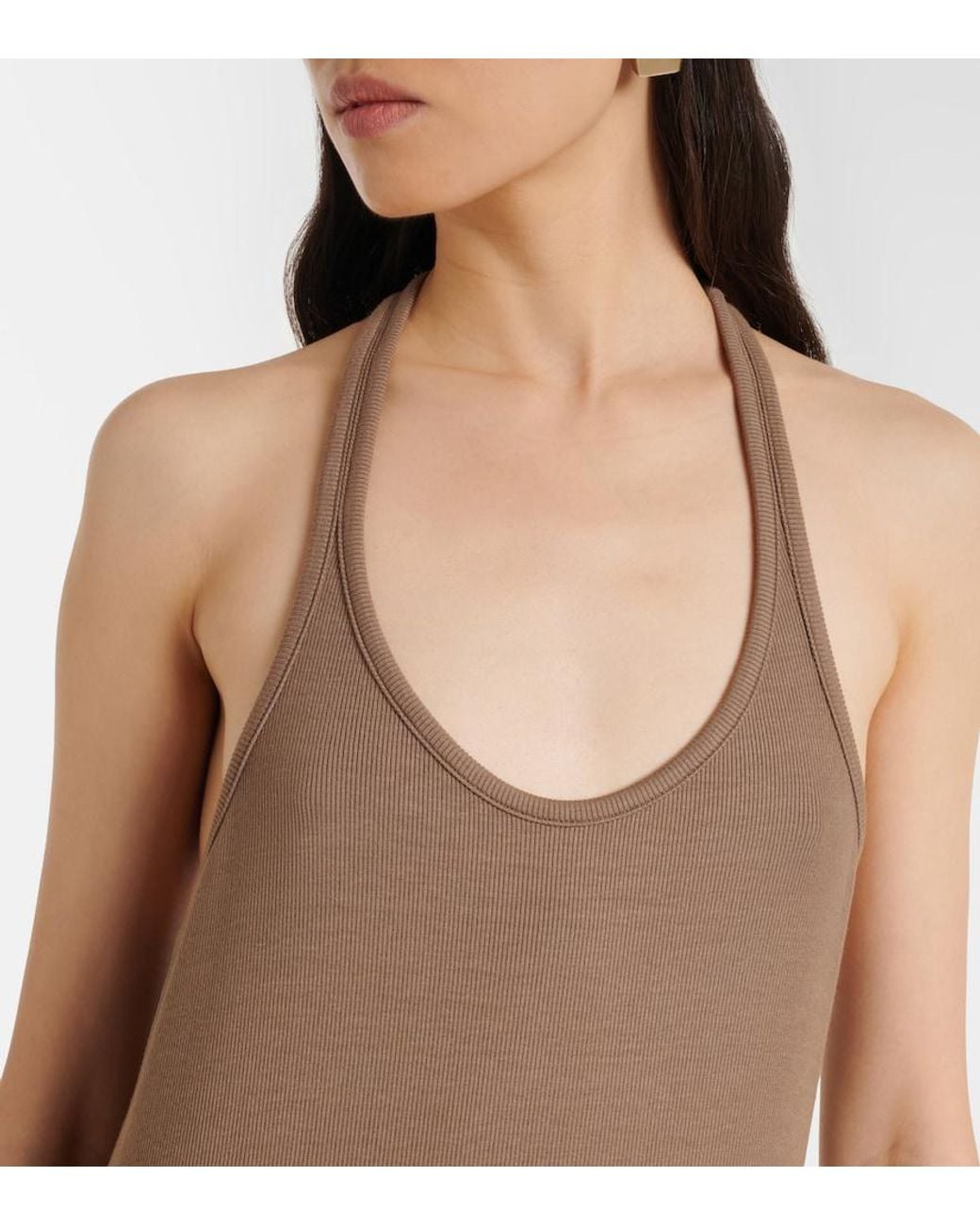 Tom Ford Brown Racerback Jersey Maxi Dress