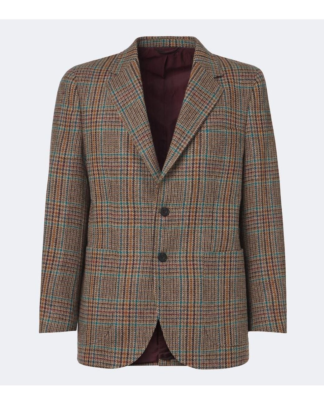 Rubinacci Brown Checked Virgin Wool Blazer for men
