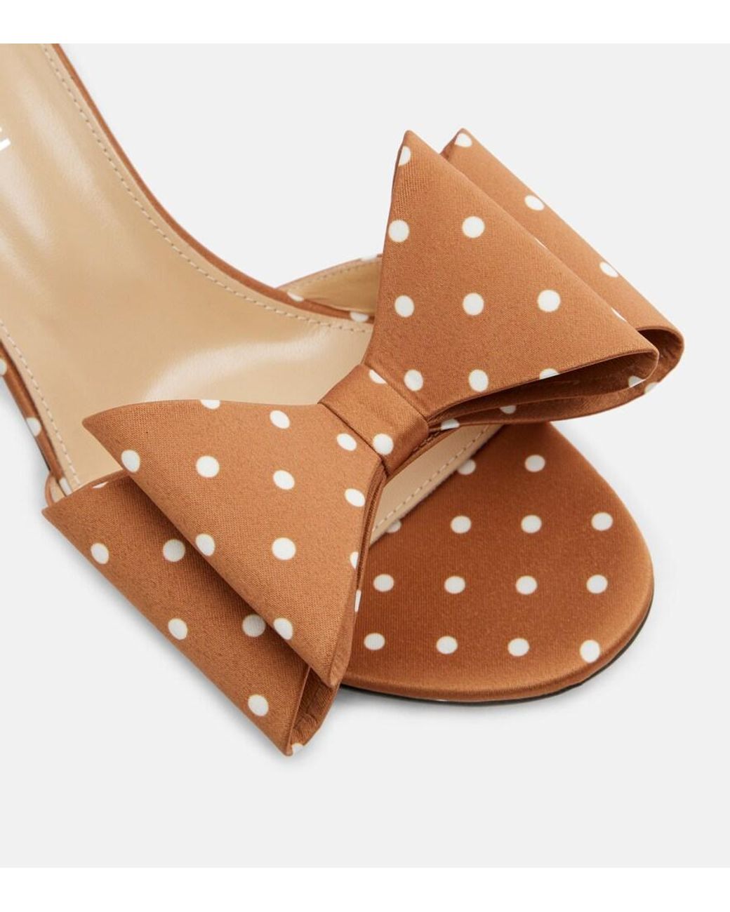 Mach & Mach Brown Le Cadeau 65 Polka-Dot Satin Mules