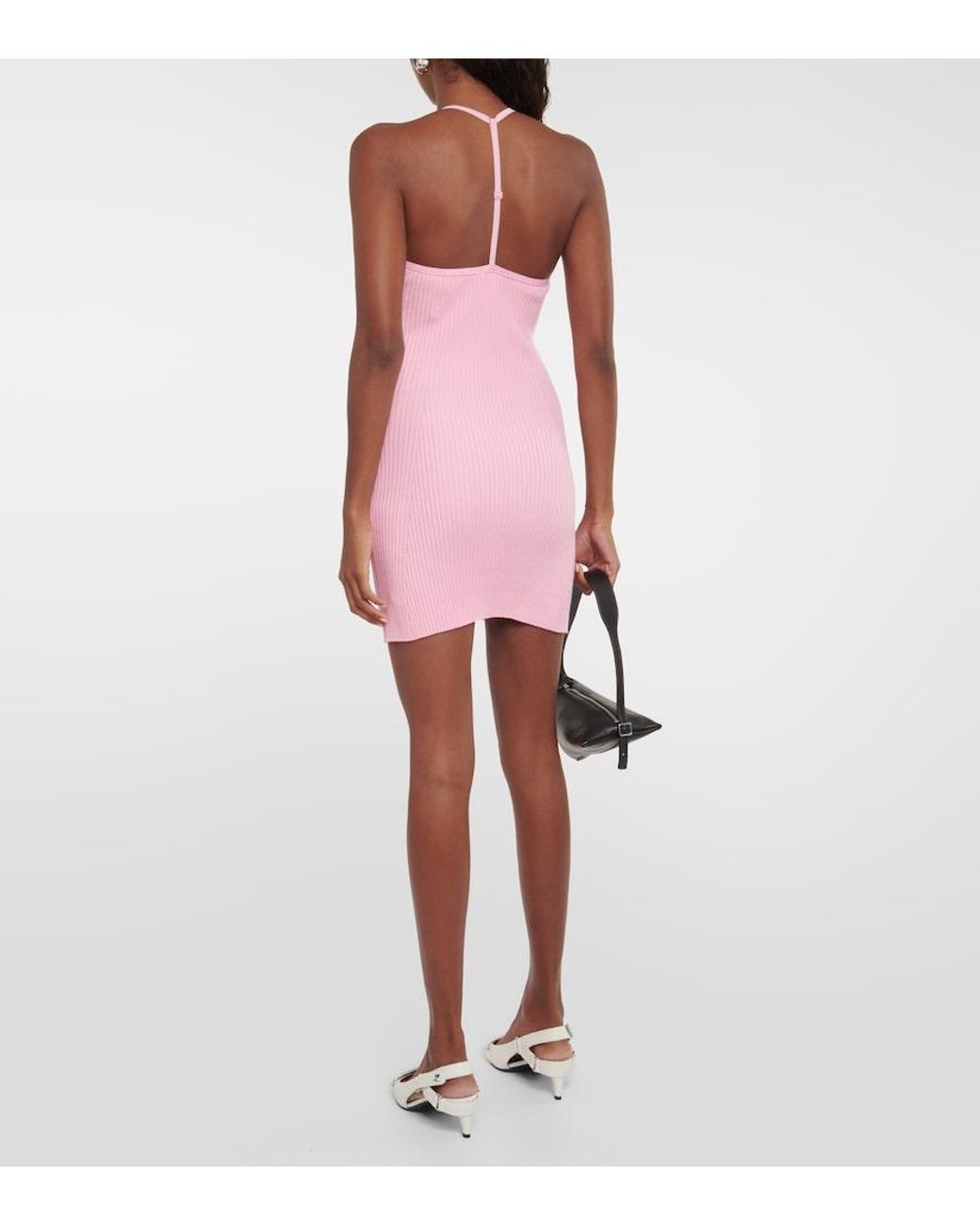 Courreges Pink Ribbed-Knit Minidress