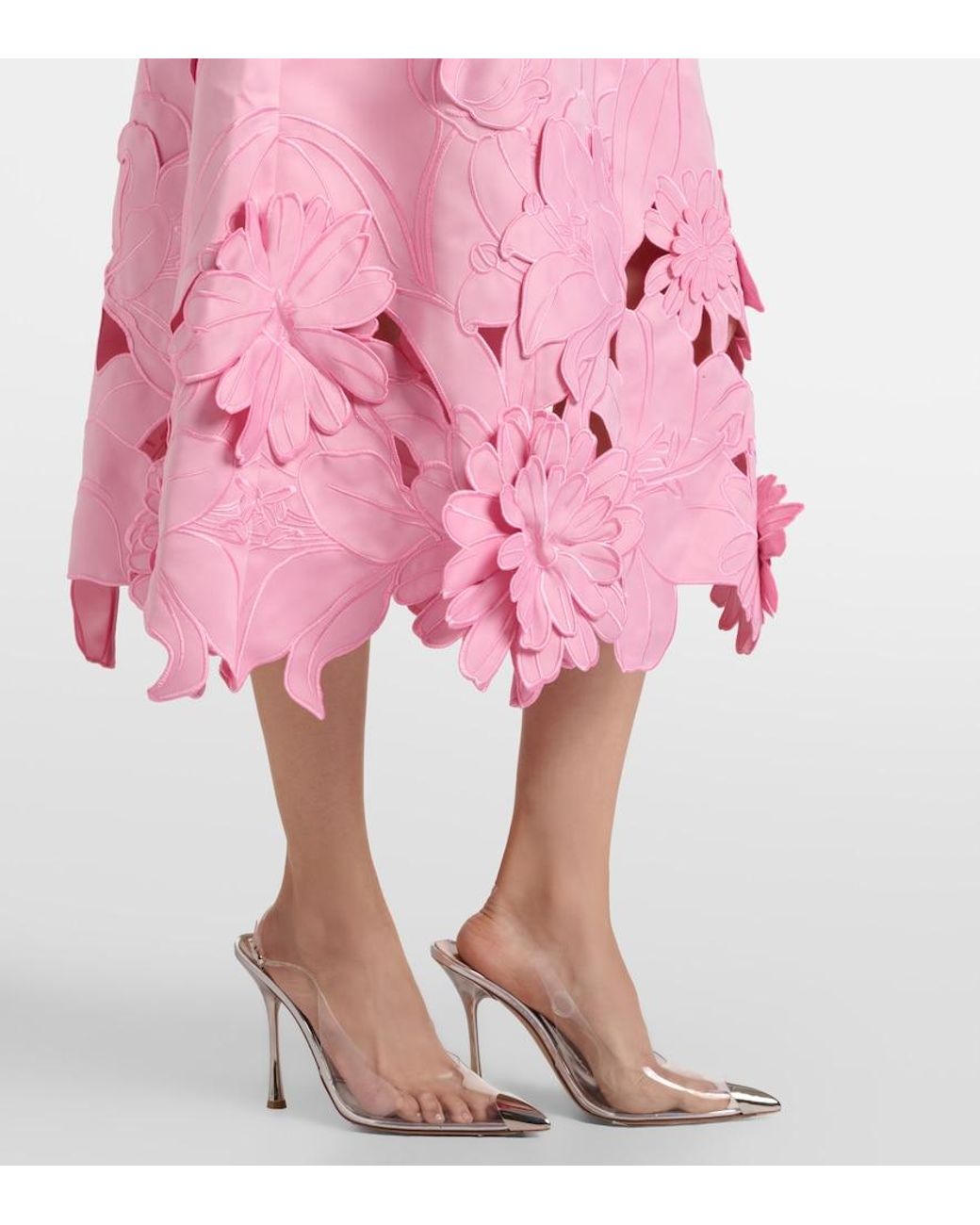 LEO LIN Pink Floral-Applique Embroidered Cocktail Dress