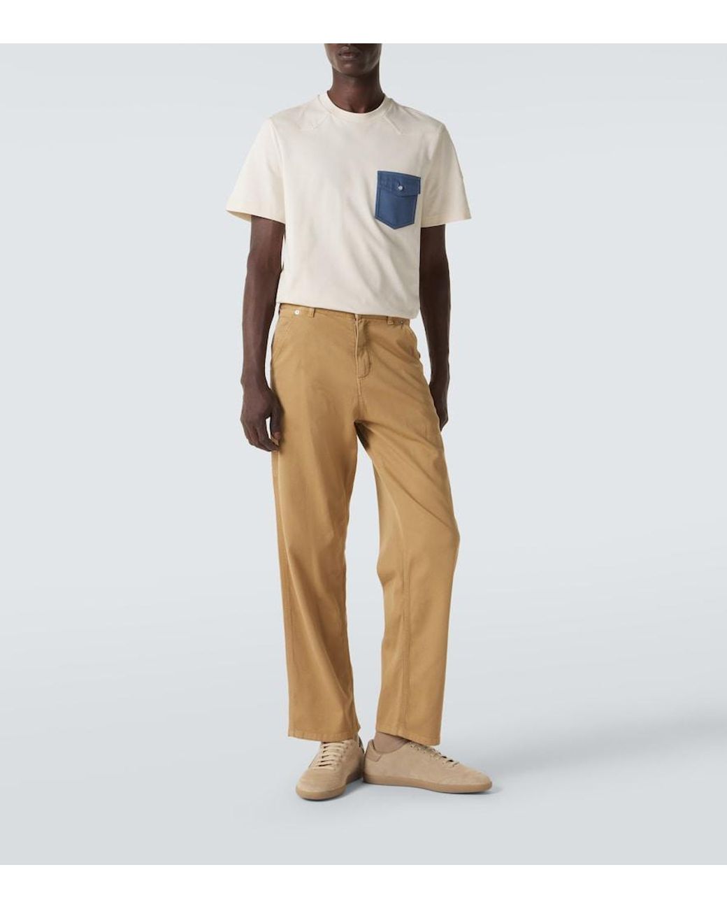 Moncler White Denim-Trimmed Cotton Jersey T-Shirt for men