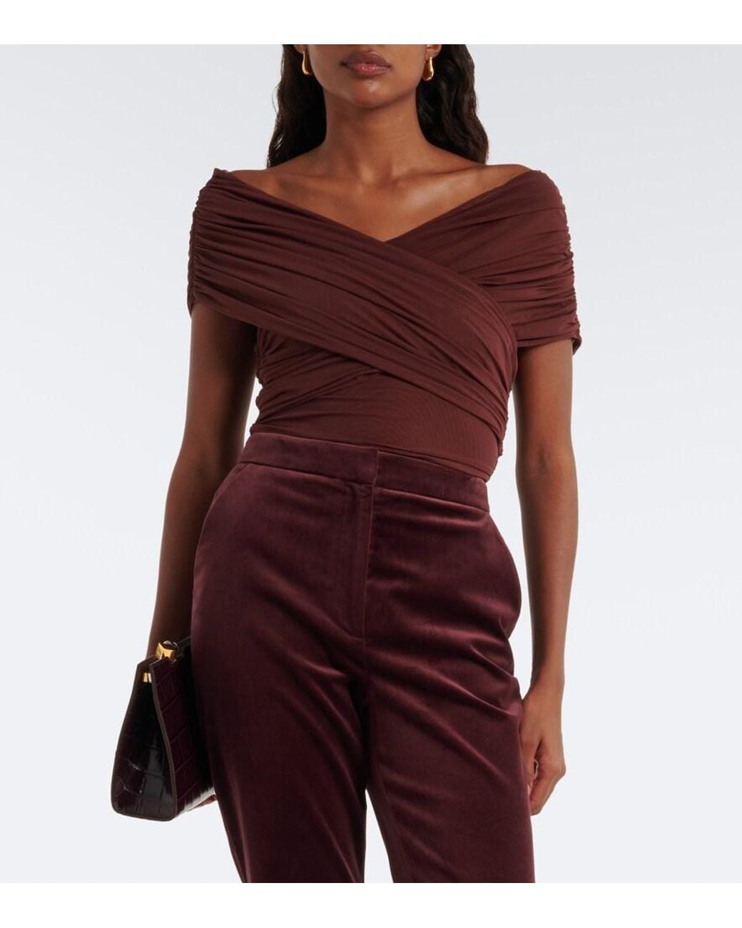 Sir Purple Off-Shoulder Mesh Bodysuit