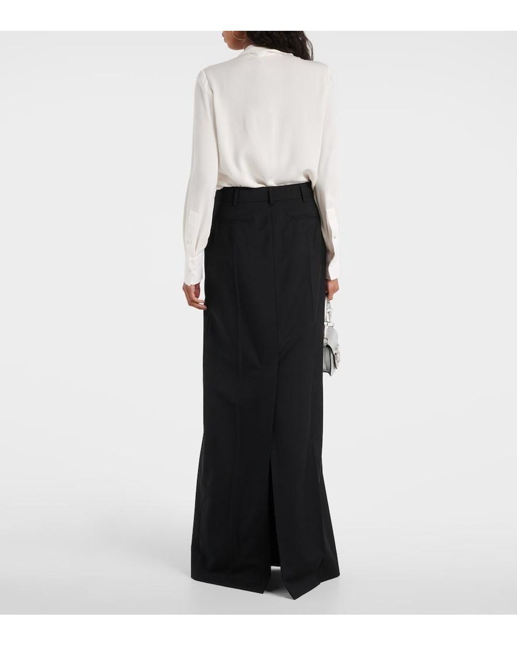 Valentino Black Wool-Blend Maxi Skirt
