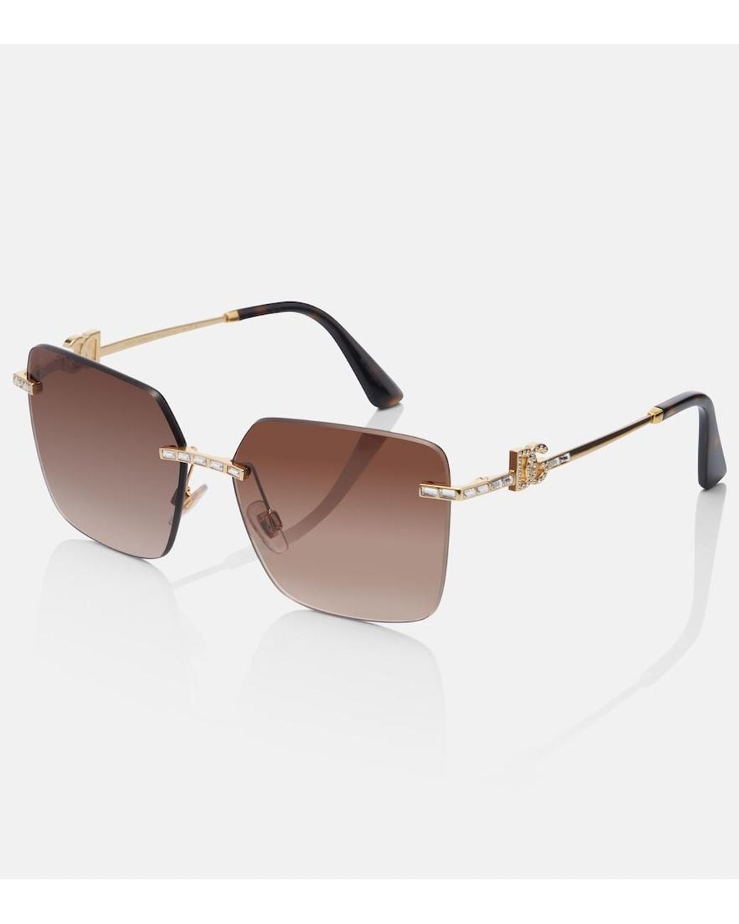 Dolce & Gabbana Brown Dg Crystal-Embellished Square Sunglasses