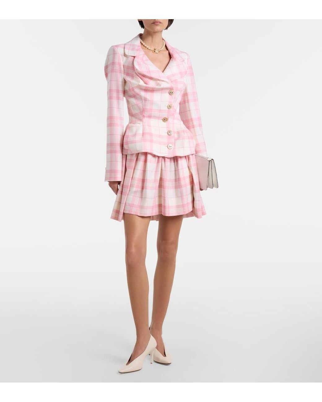 Vivienne Westwood Pink Checked Wool-Blend Blazer