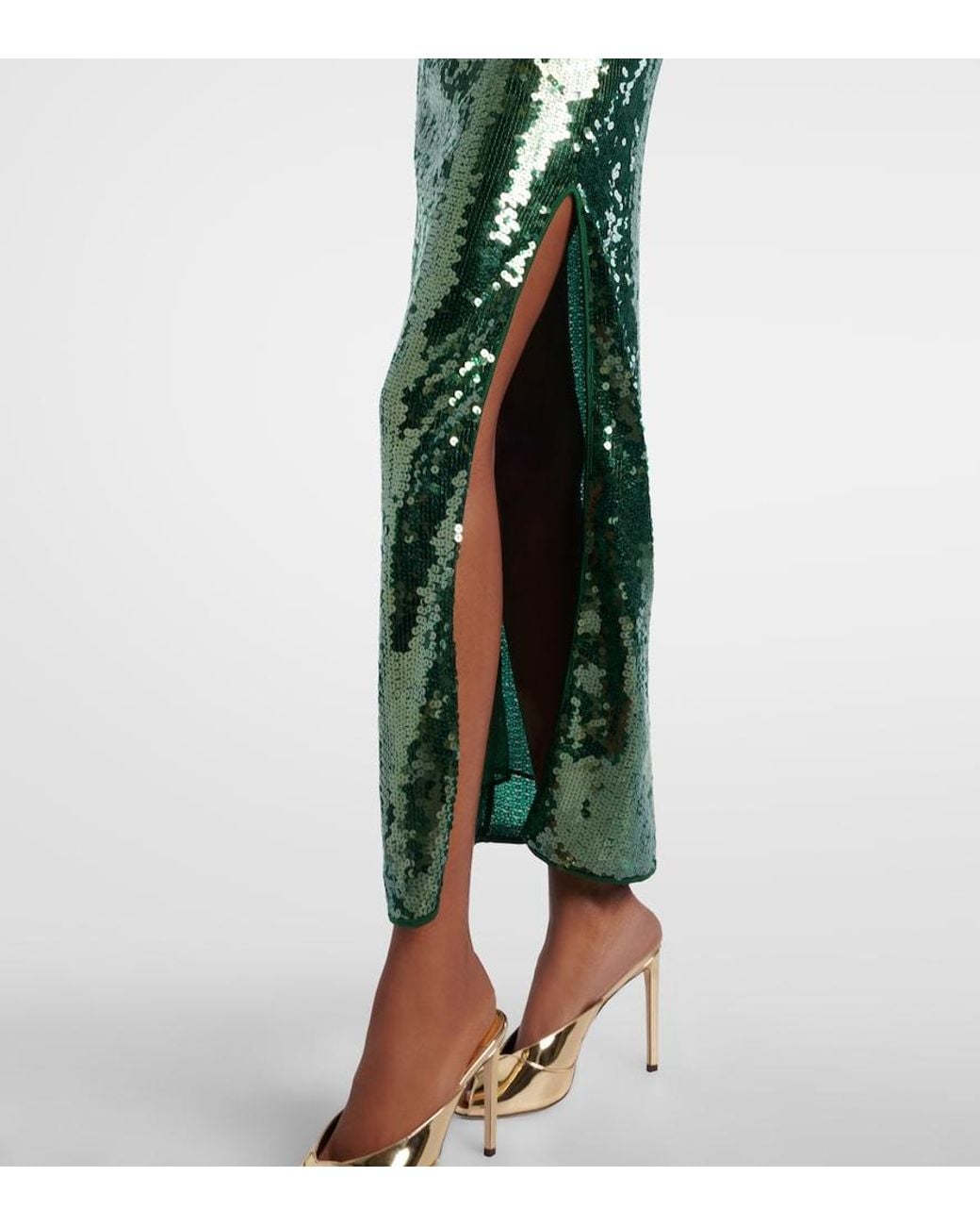 Oseree Green Marylin Sequined Maxi Dress