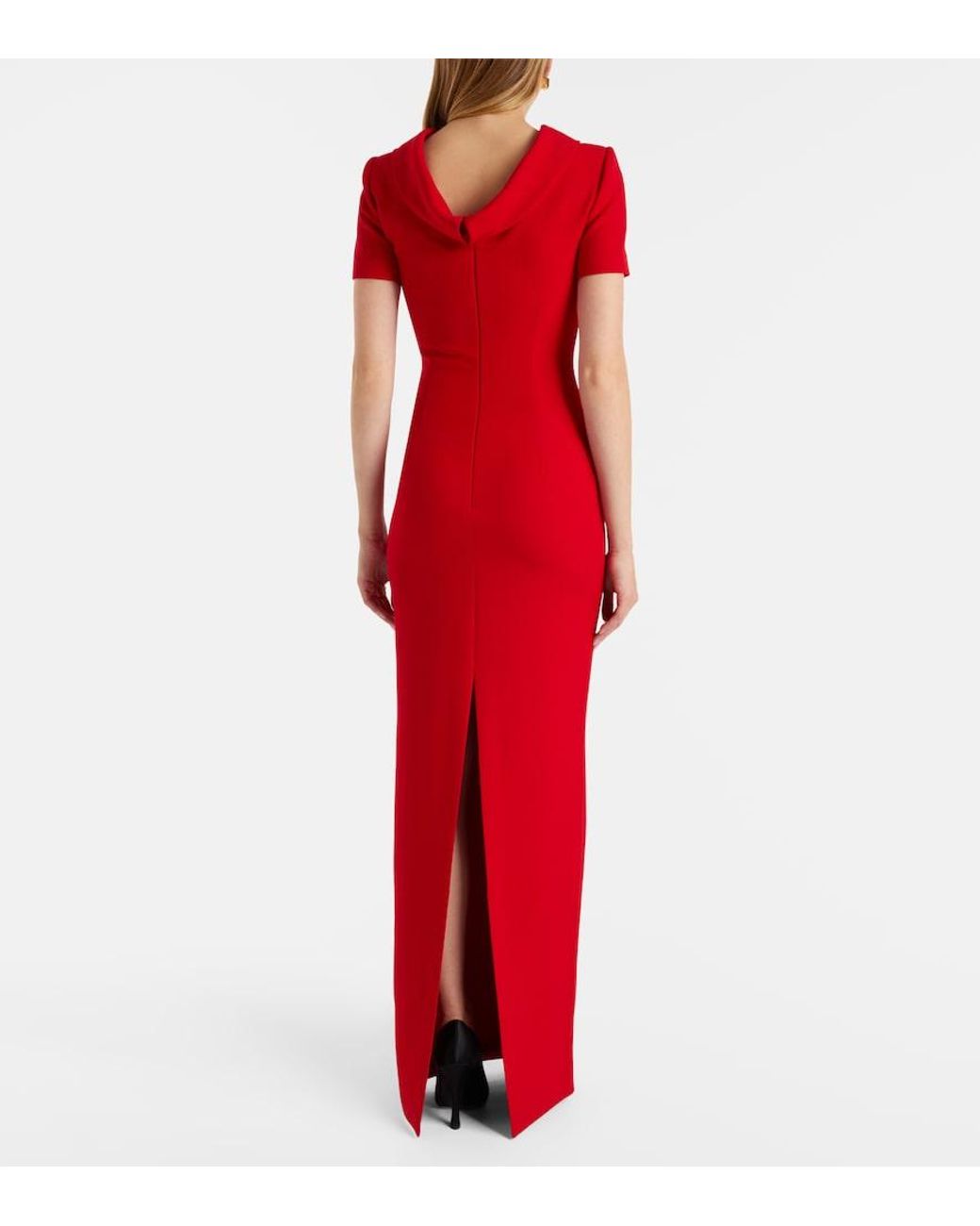 Roland Mouret Red Crepe Maxi Dress