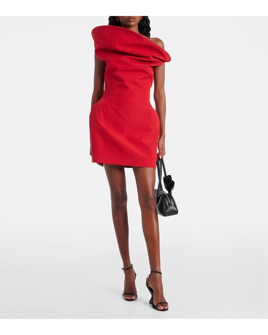 Magda Butrym Red Asymmetric Cotton-Blend Minidress
