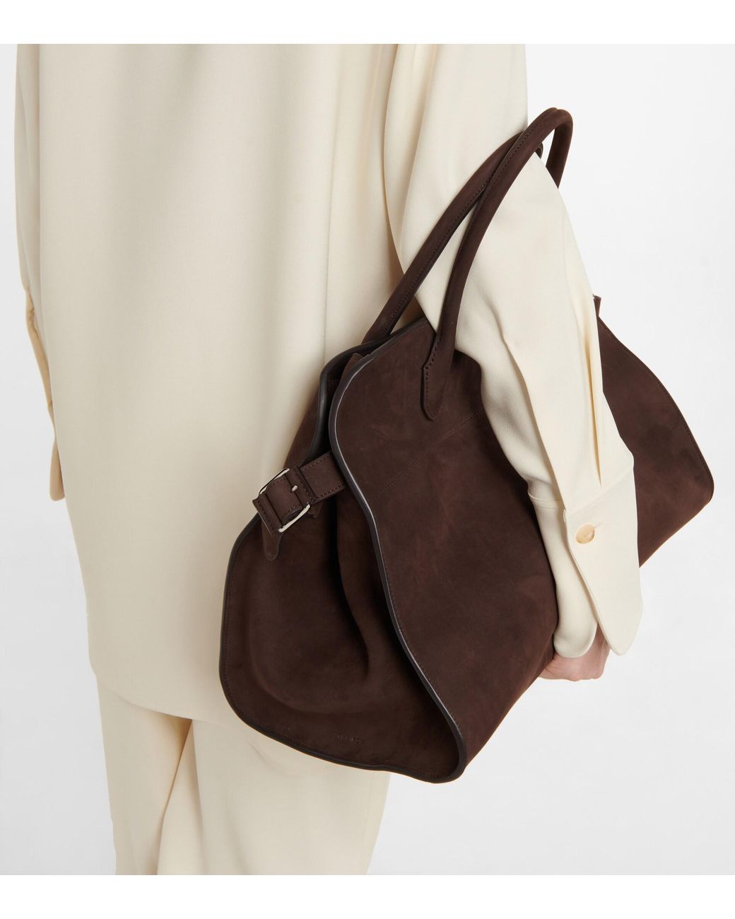 The Row Margaux 15 Suede Tote Bag in Brown | Lyst