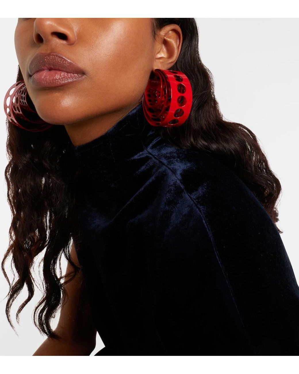 Alaïa Red Medium Hoop Earrings