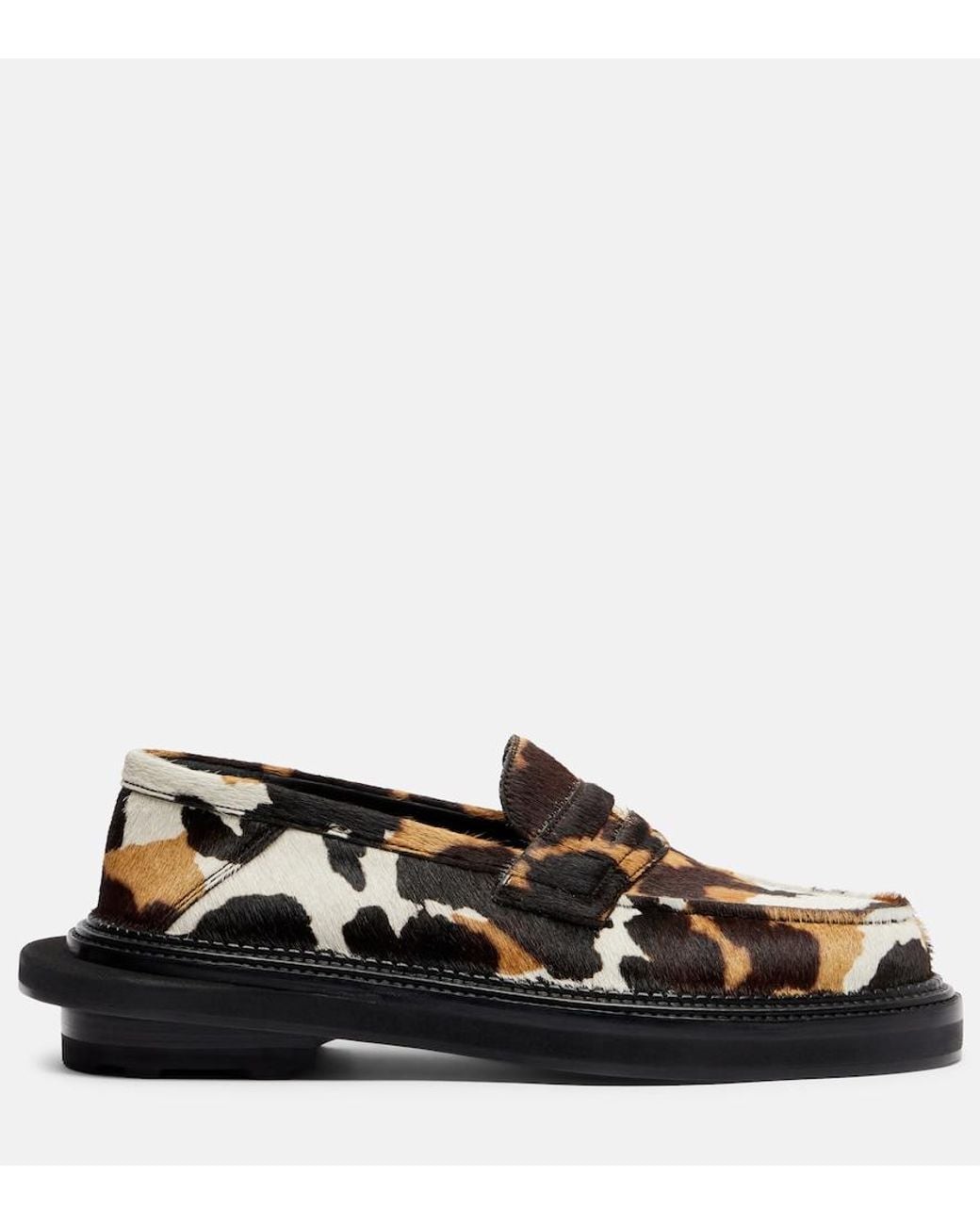 Sacai Black X J.M. Weston 180 Calf Hair Penny Loafers