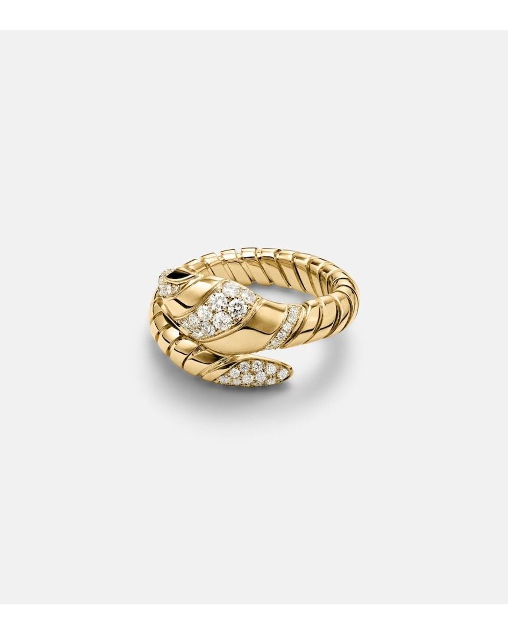 BVLGARI Metallic Serpenti Tubogas 18Kt Ring With Diamonds And Onyx