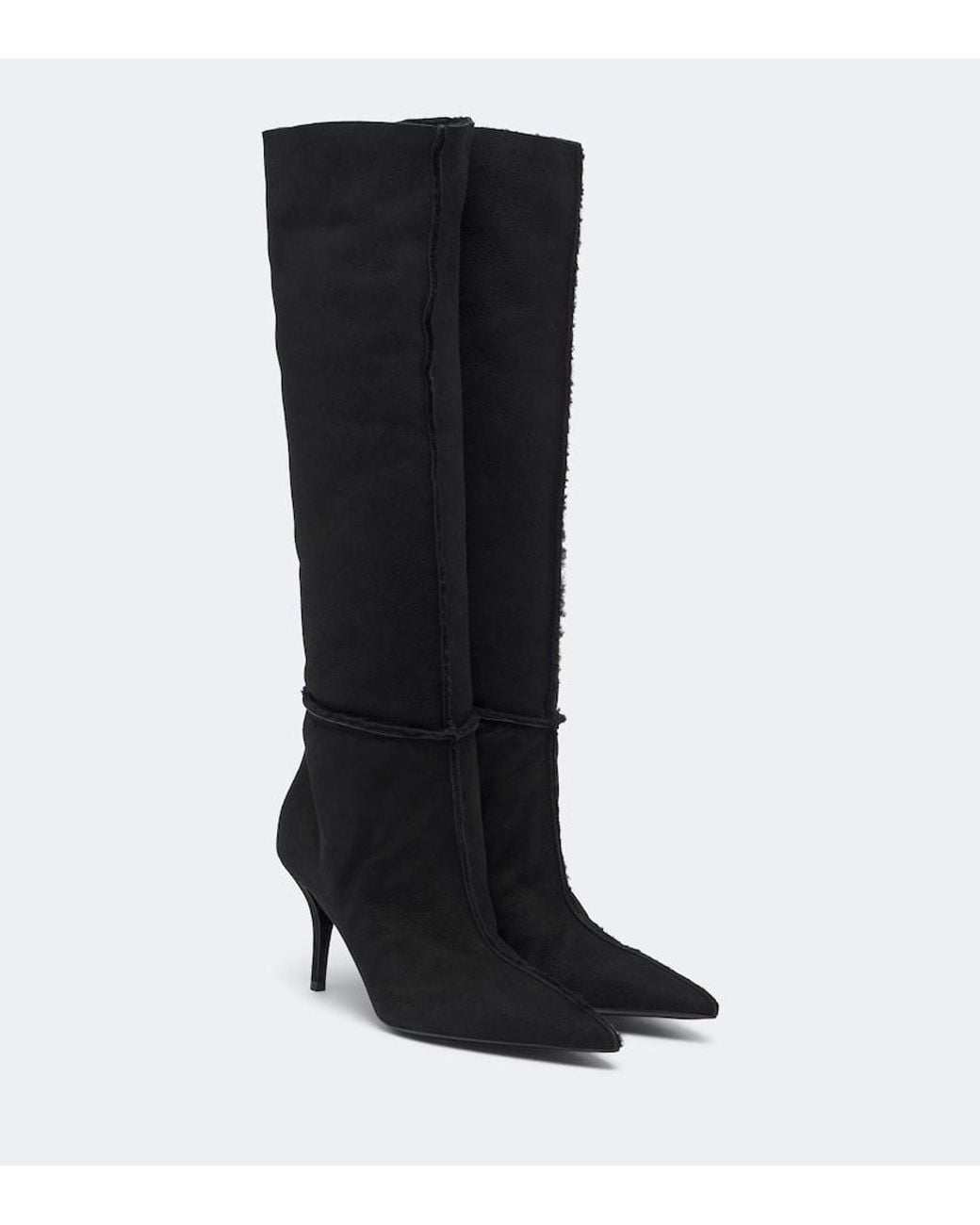 Magda Butrym Black Shearling-Lined Suede Knee-High Boots