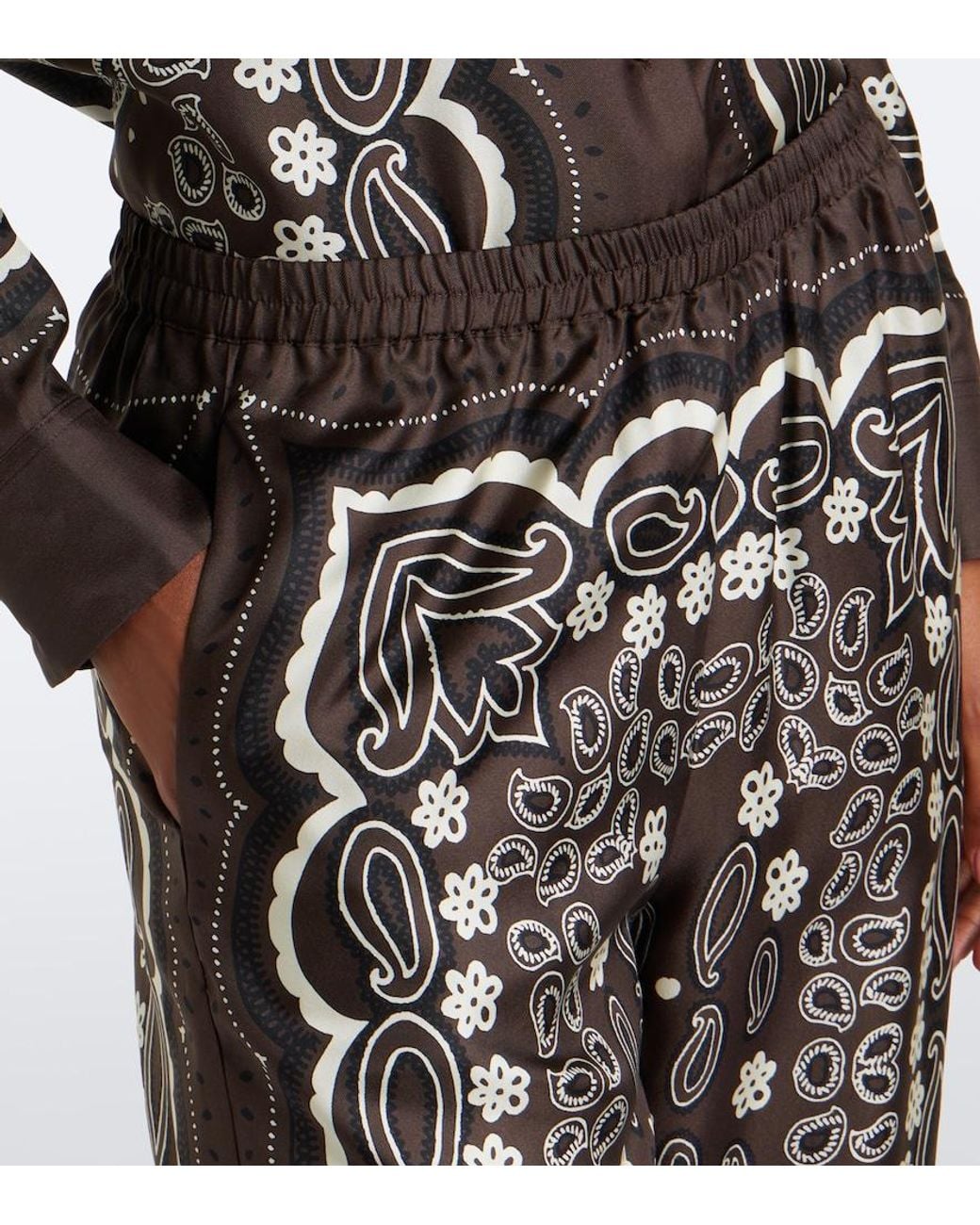 Nili Lotan Black Morgan Printed Silk Twill Wide-Leg Pants