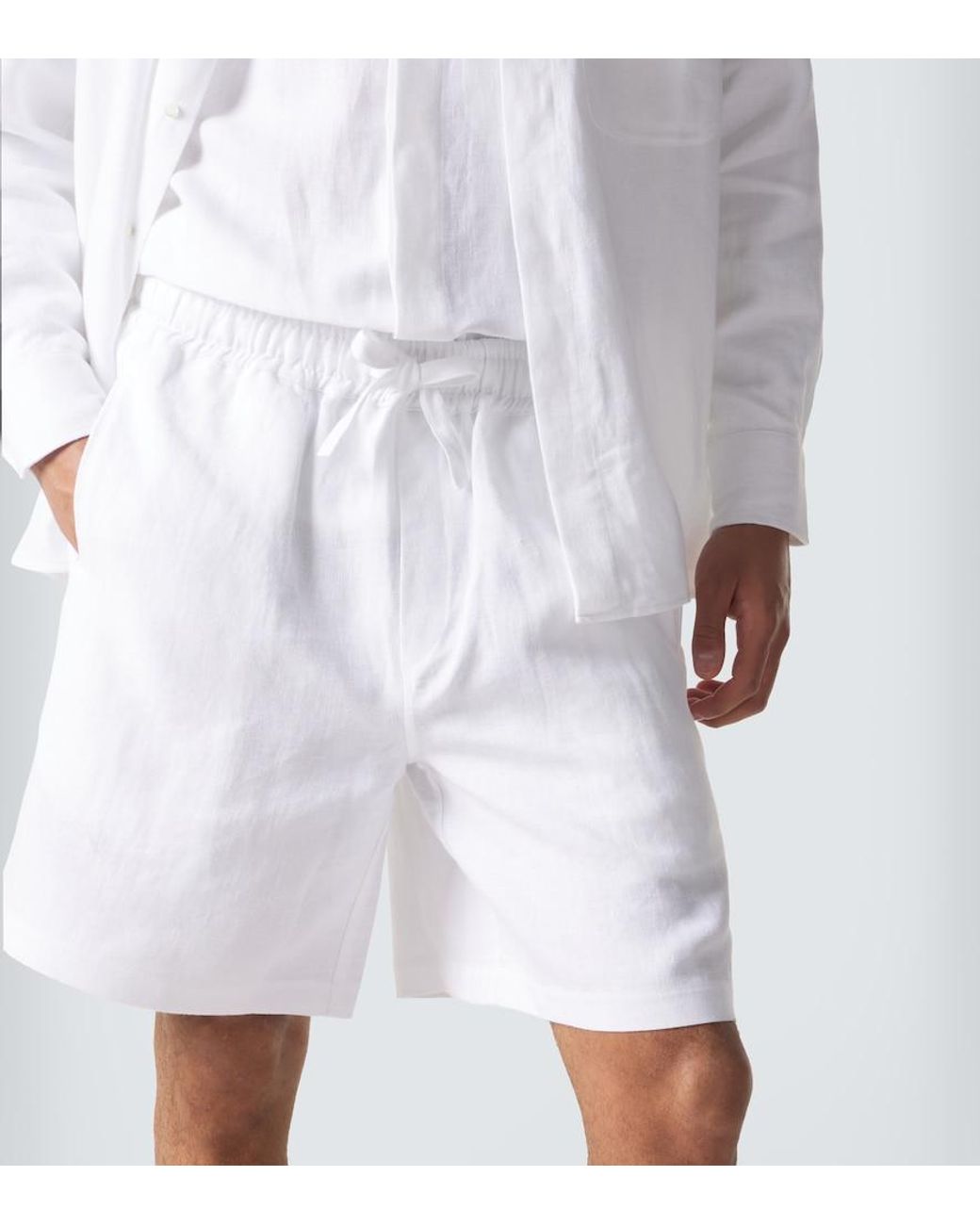 Saman Amel White Linen Shorts for men
