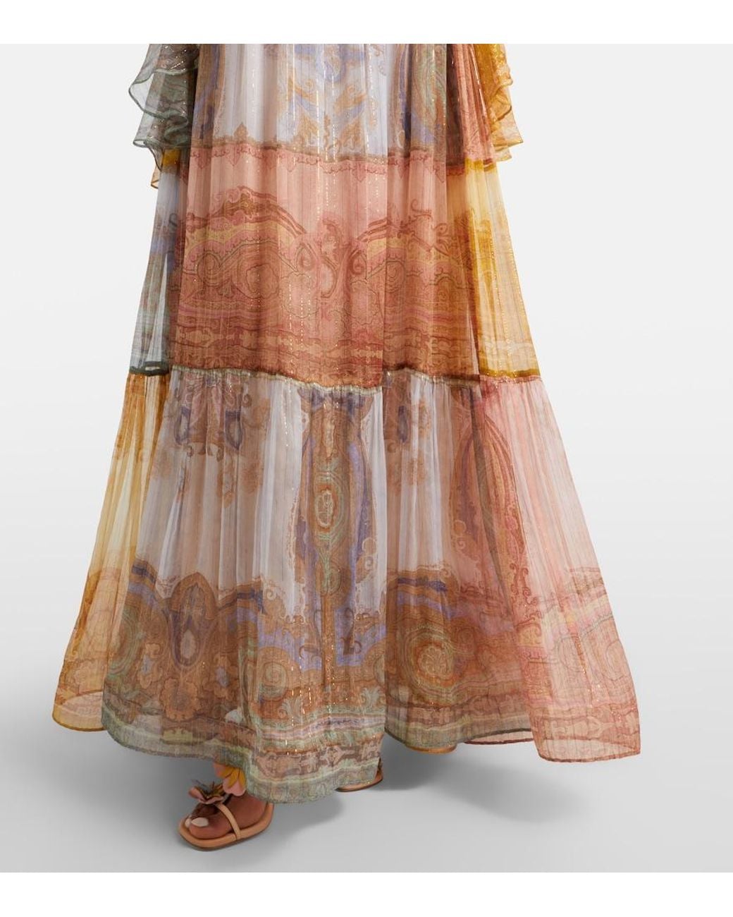 Zimmermann Orange Como Paisley Silk-Blend Maxi Dress