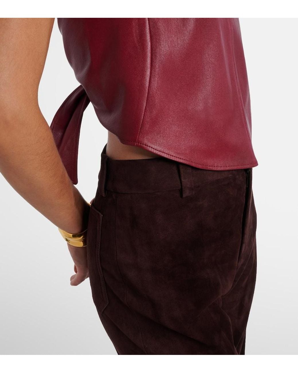 Stouls Red Rosie Open-Back Leather Top