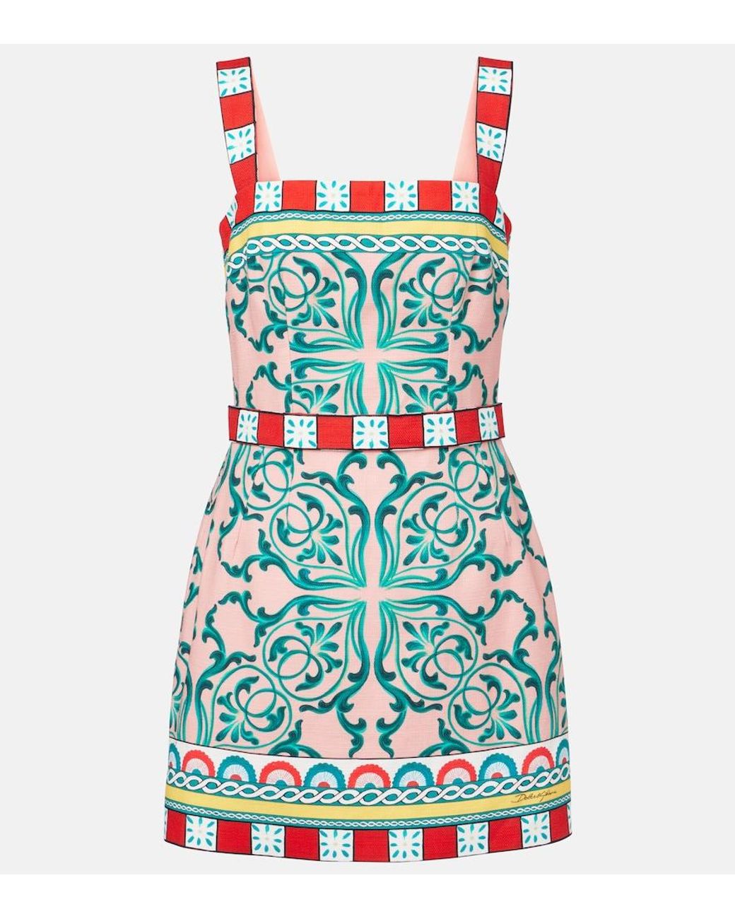 Dolce & Gabbana Blue Taormina Printed Cotton-Blend Minidress