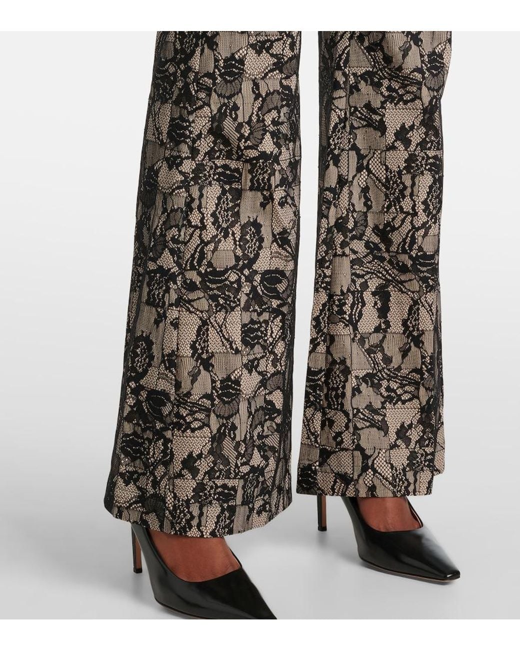 Joseph Black Tokyo Patchwork Lace Flared Pants