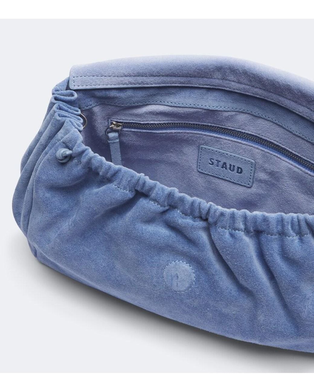 Staud Blue Cy Medium Suede Clutch