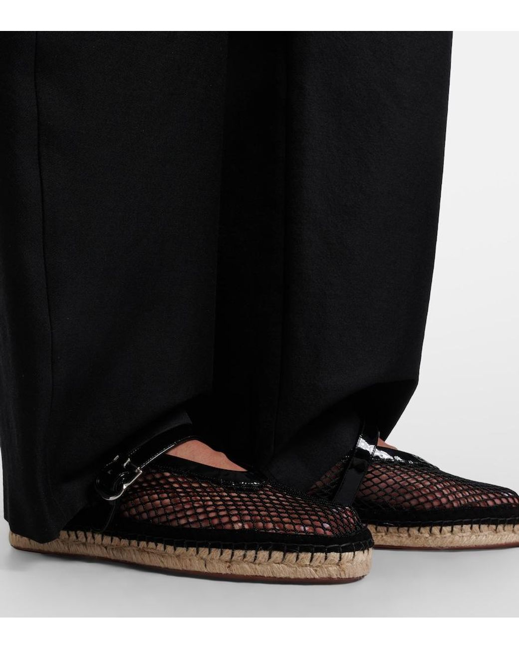Alaïa Black Fishnet Leather-Trimmed Espadrilles
