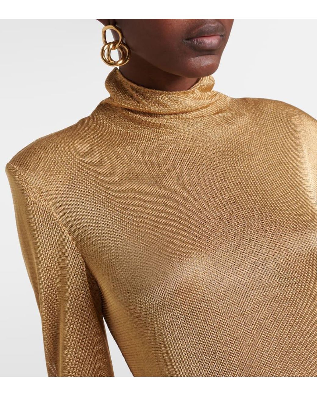 Tom Ford Natural Turtleneck Jersey Gown