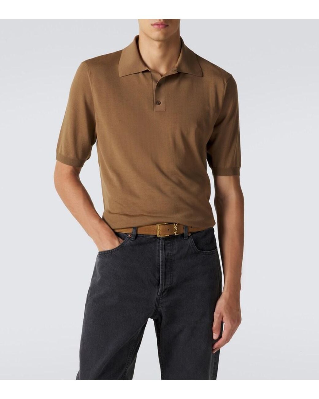 Saint Laurent Brown Wool Polo Shirt for men