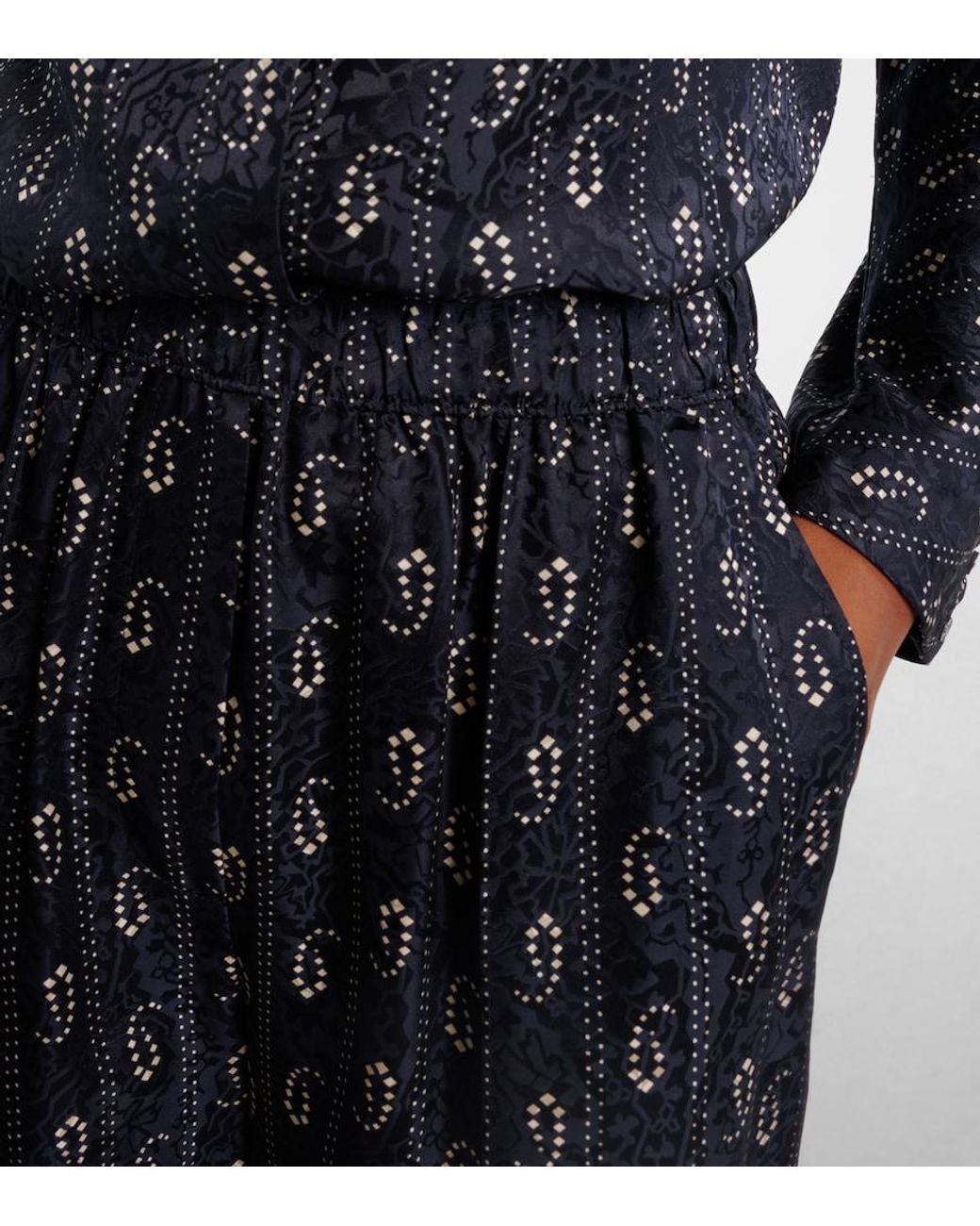 Tory Burch Blue Paisley Jacquard Wide-Leg Pants