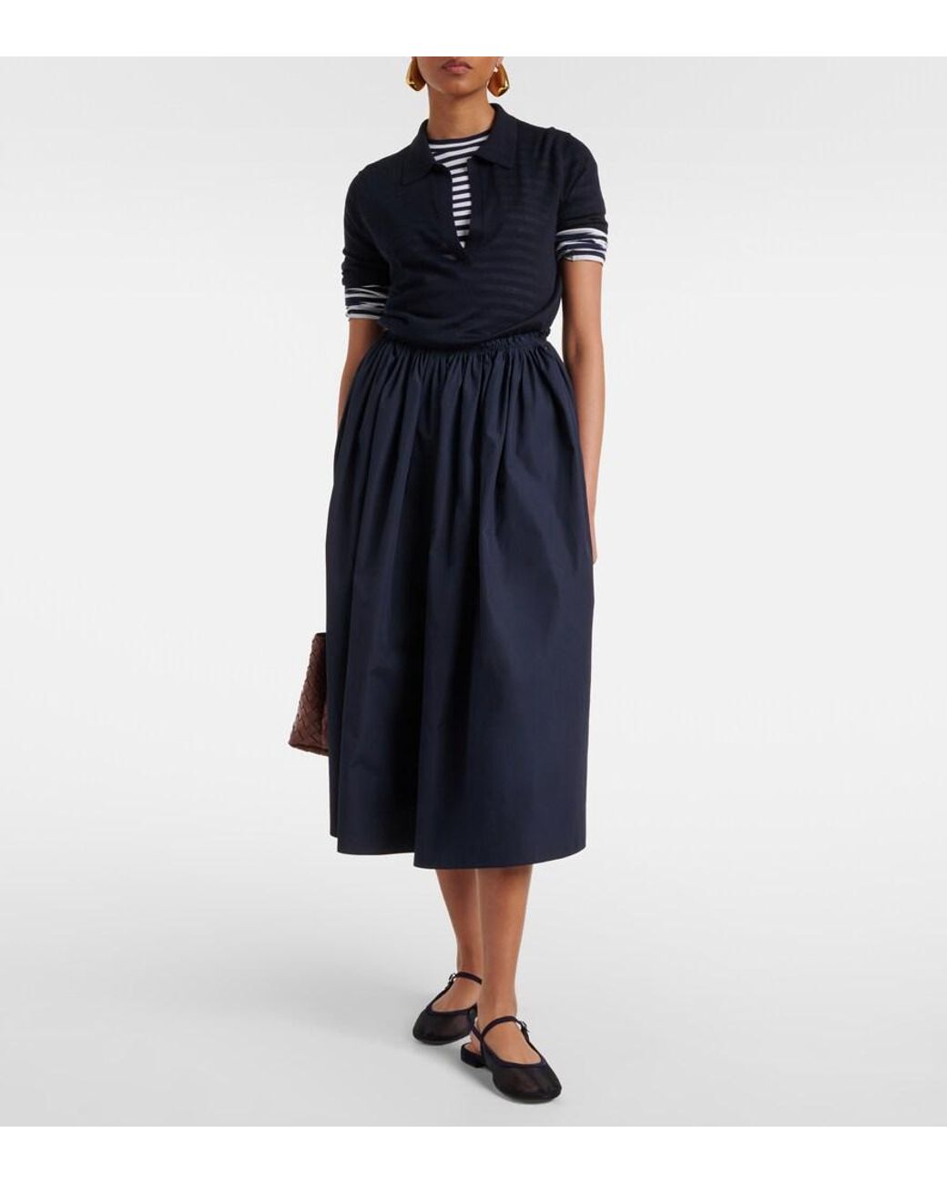 Gianvito Rossi Blue Leather-Trimmed Organza Ballet Flats