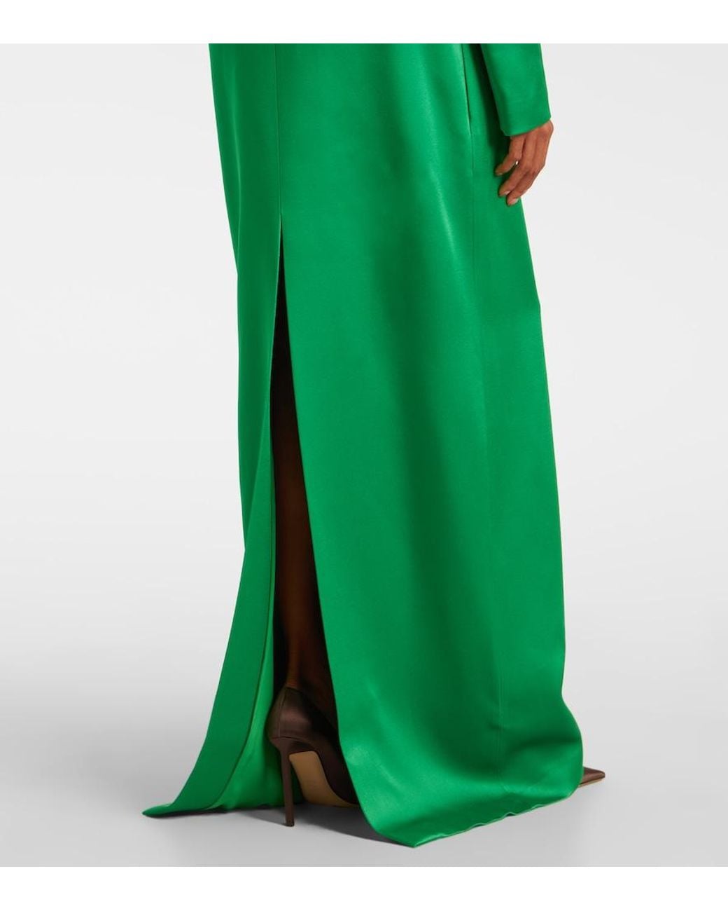 Tom Ford Green Oversized Open-Back Satin-Crepe Gown