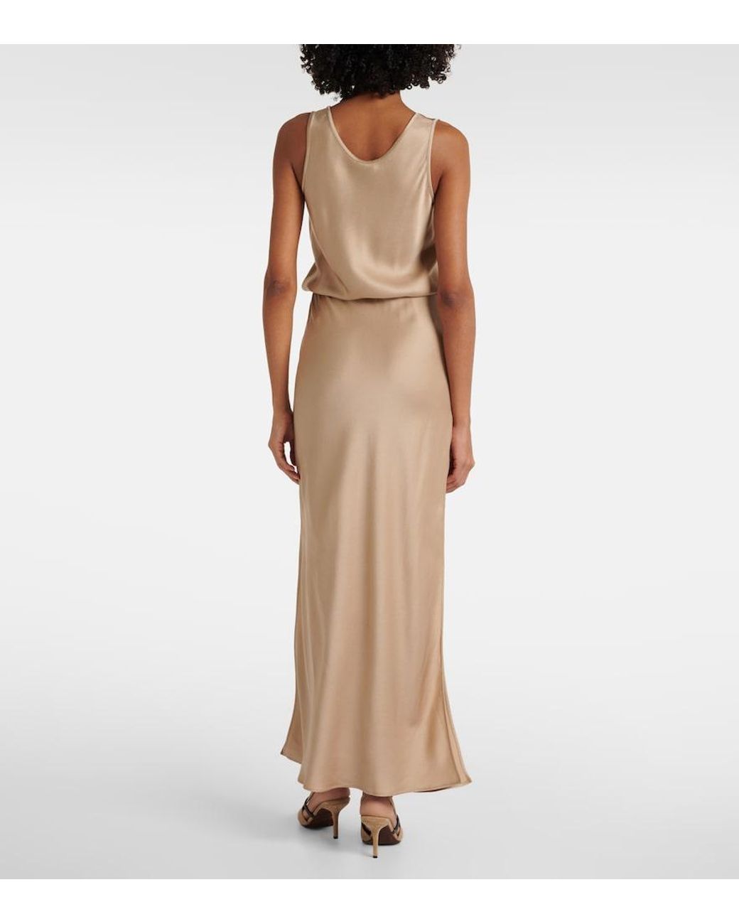 Brunello Cucinelli Natural Satin Maxi Dress