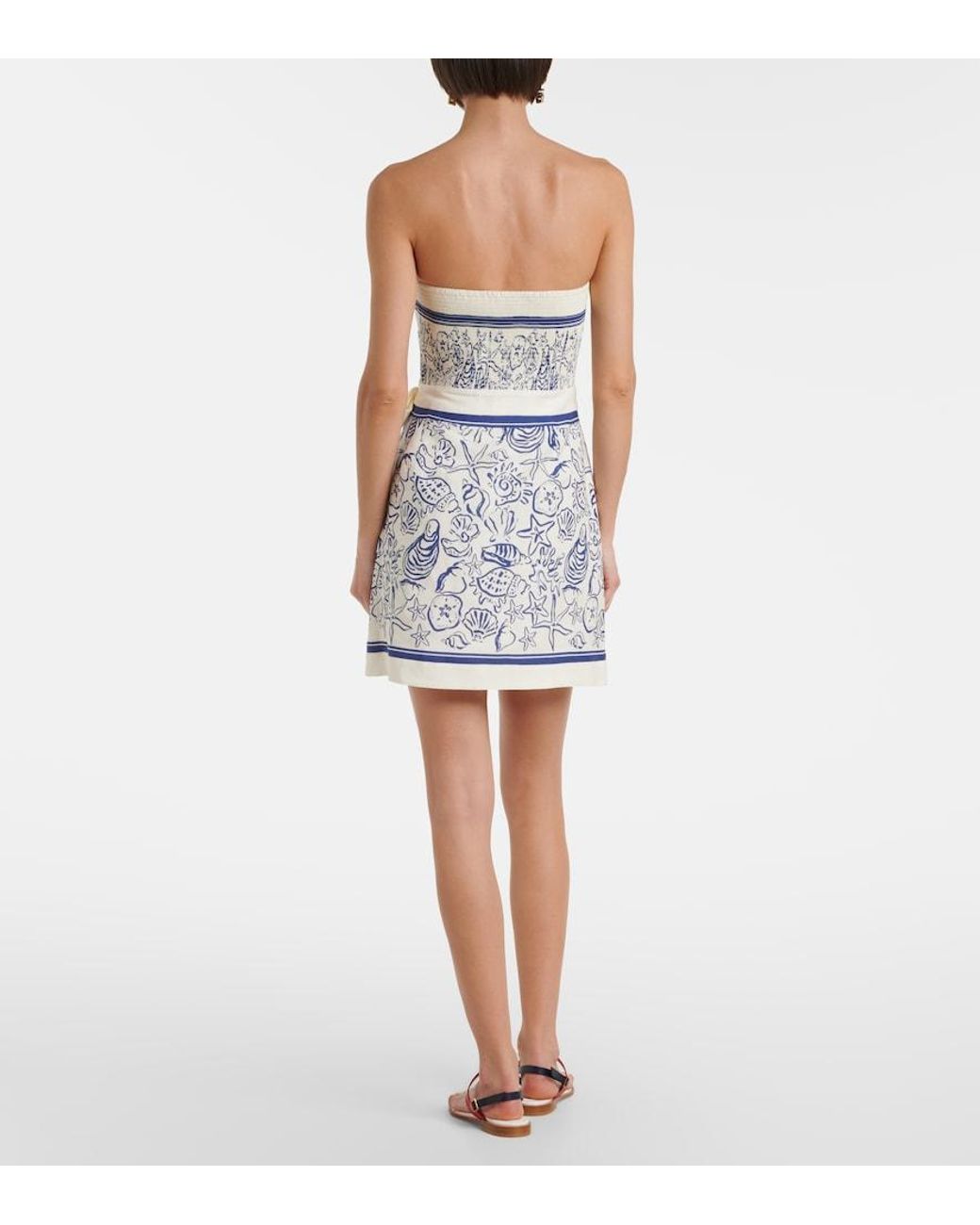 Jonathan Simkhai Blue Darbie Printed Linen-Blend Minidress